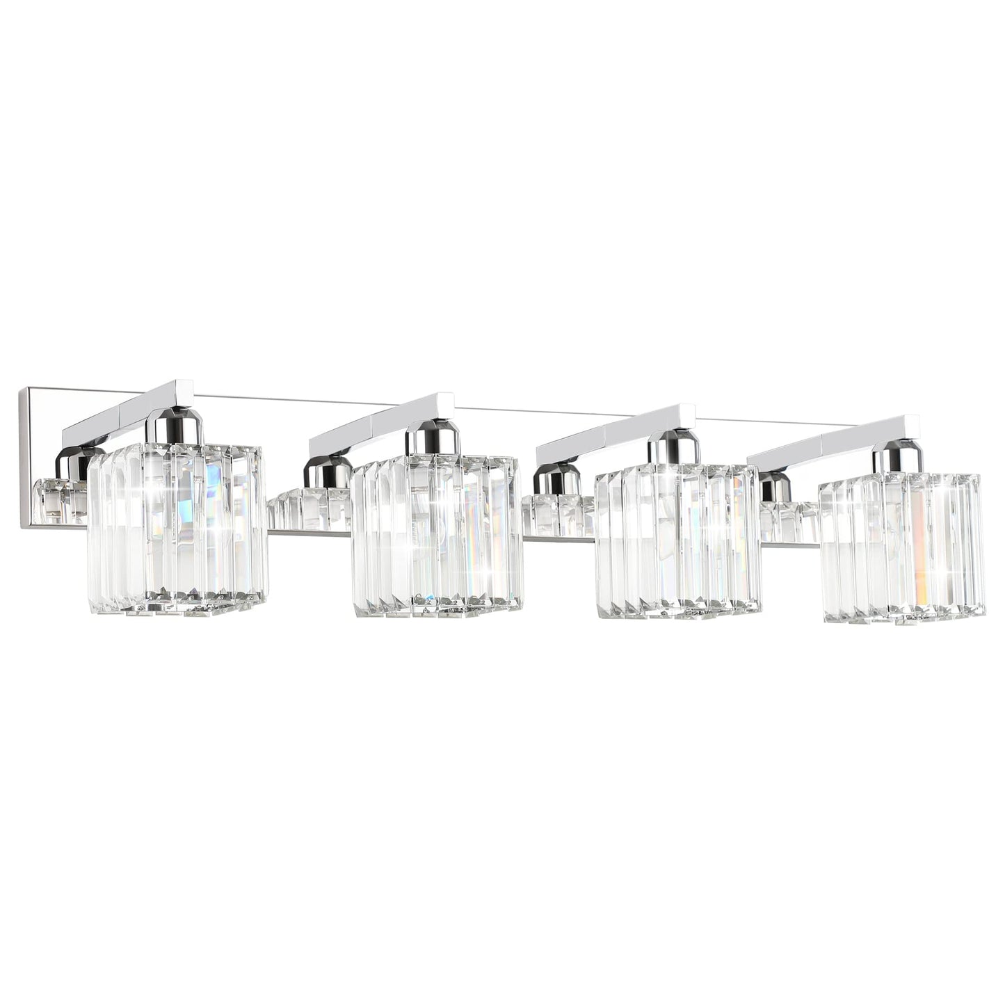 Aipsun Brushed Nickel Vanity Light Bathroom Lighting Fixtures 3 Light Crystal Modern Bathroom Vanity Light (Exclude Bulb)