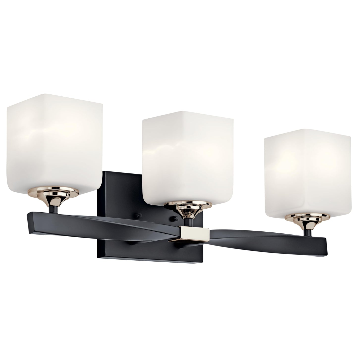 Kichler Marette 3-Light Bathroom Vanity Light, Champagne Bronze | Satin etched cased opal glass vanity light for bathrooms and powder rooms (23" x 8.25" x 6"), 55002CPZ