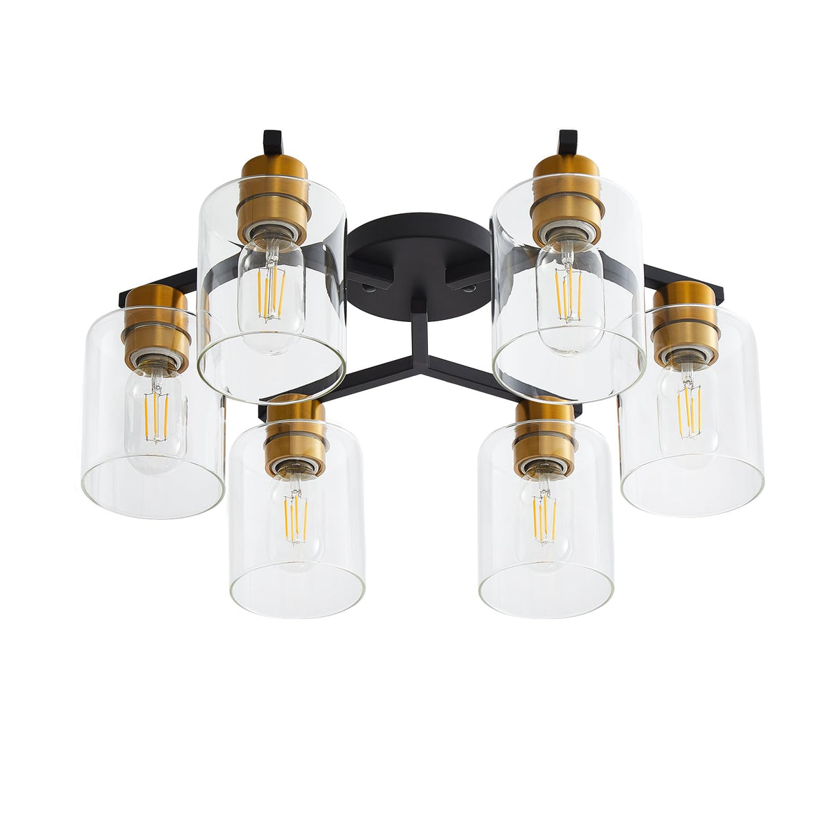 Semi Flush Mount Ceiling Light Kitchen Lighting Fixtures Ceiling Brushed Nickel Kitchen Cieling Light Fixtures with Clear Glass Shade for Dining Room Bedroom Living Room Hallway E26 Scoket