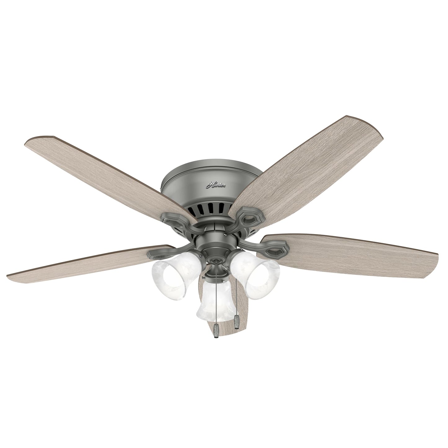 Hunter 42 inch Indoor Ceiling Fan with LED Lights - Bronze Ceiling Fan with Pull Chain, For Bedroom, Living Room, or Kitchen, Low Profile Flush Mount, No Remote, 5 Blades - Builder 51091, New Bronze | Low Profile Flush Mount, Pull Chain, 5 Blades, For Bed