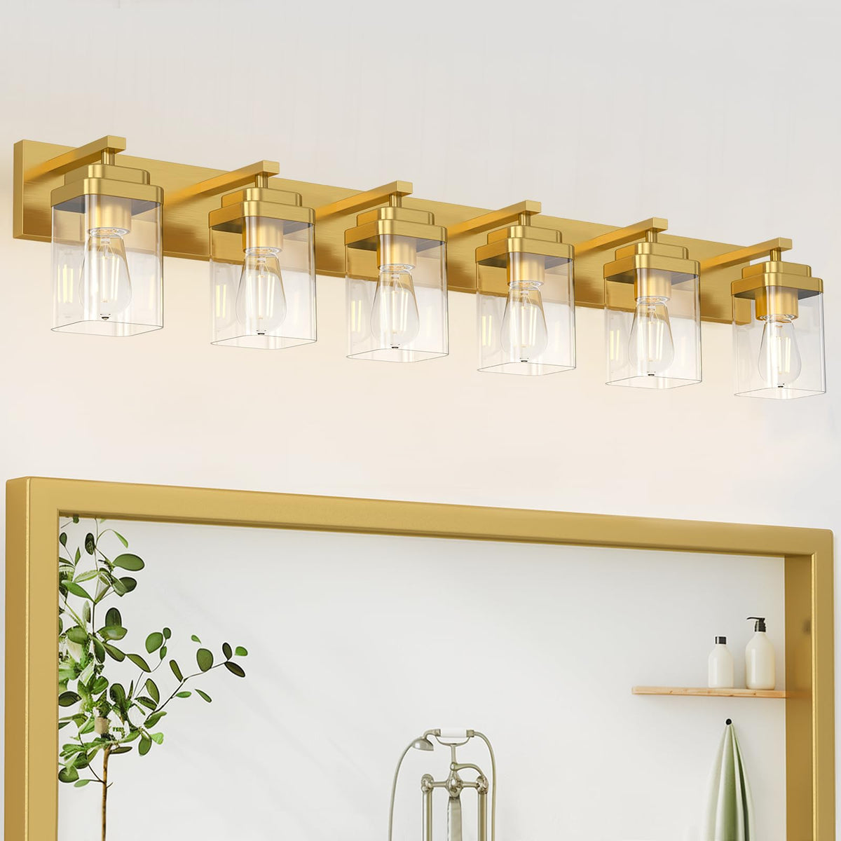 Black Bathroom Light Fixtures, 3 Lights Bathroom Lighting Fixtures Over Mirror, Square Design & Rectangle Large Backplate, Modern Vanity Lighting Fixtures, for Bathroom/Living Room/Bedroom