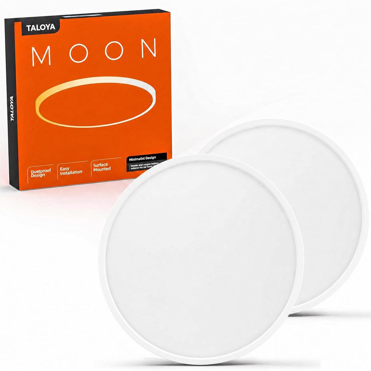 TALOYA 2 Pack 12 Inch LED Flush Mount Ceiling Light Fixture,20W 5CCT | Edge-Lit LED Ceiling Light Fixture for Bedroom,Kitchen,Laundry,Basement,Closet Room,3000K-6500K,100-240V Compatible,White