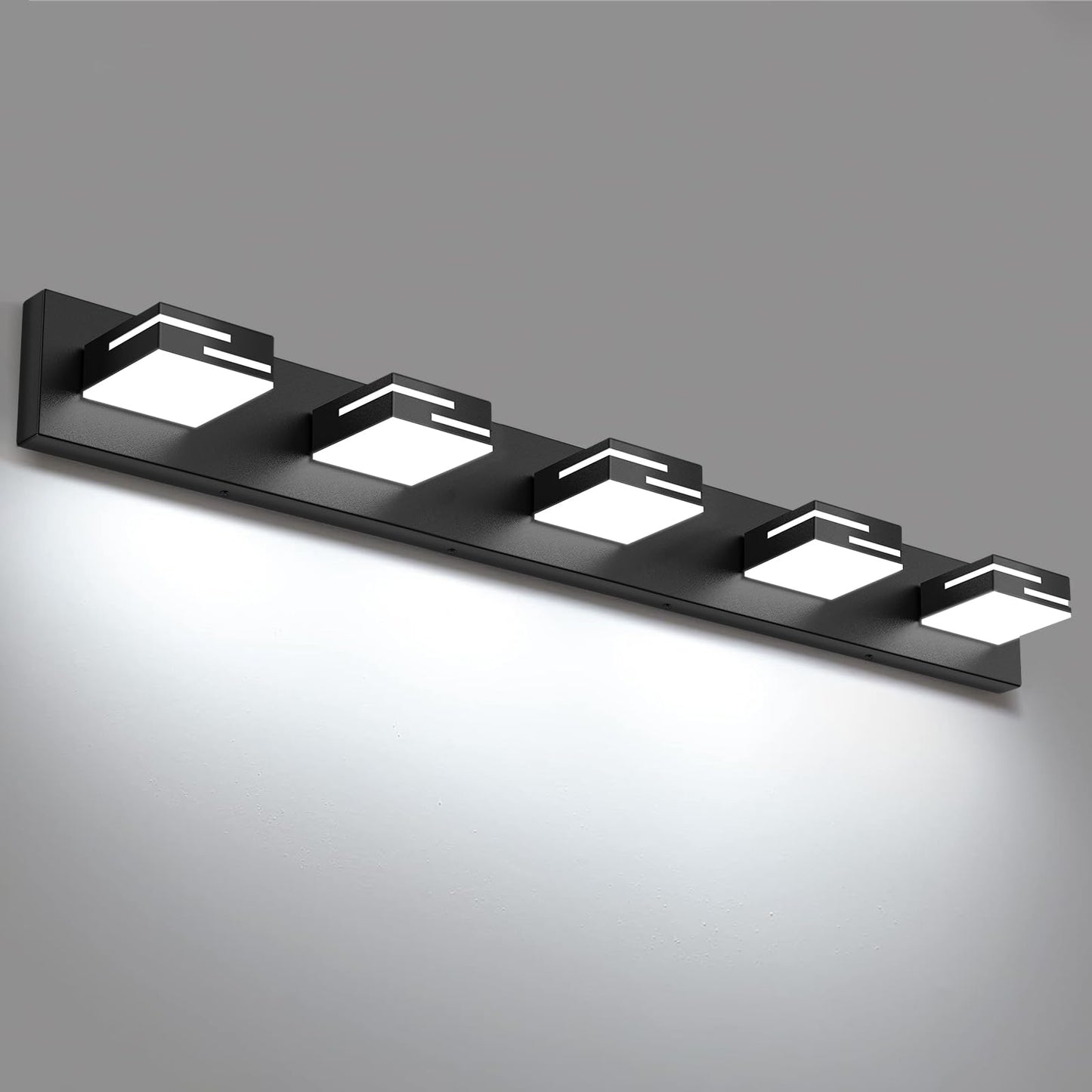 LED Modern Bathroom Vanity Light Fixtures, Dimmable Matte Black Vanity Lights for Bathroom Lighting Fixtures Over Mirror, with 360° Rotatable Acrylic Heads 4-Light 30-inch (Cool White 6000K)