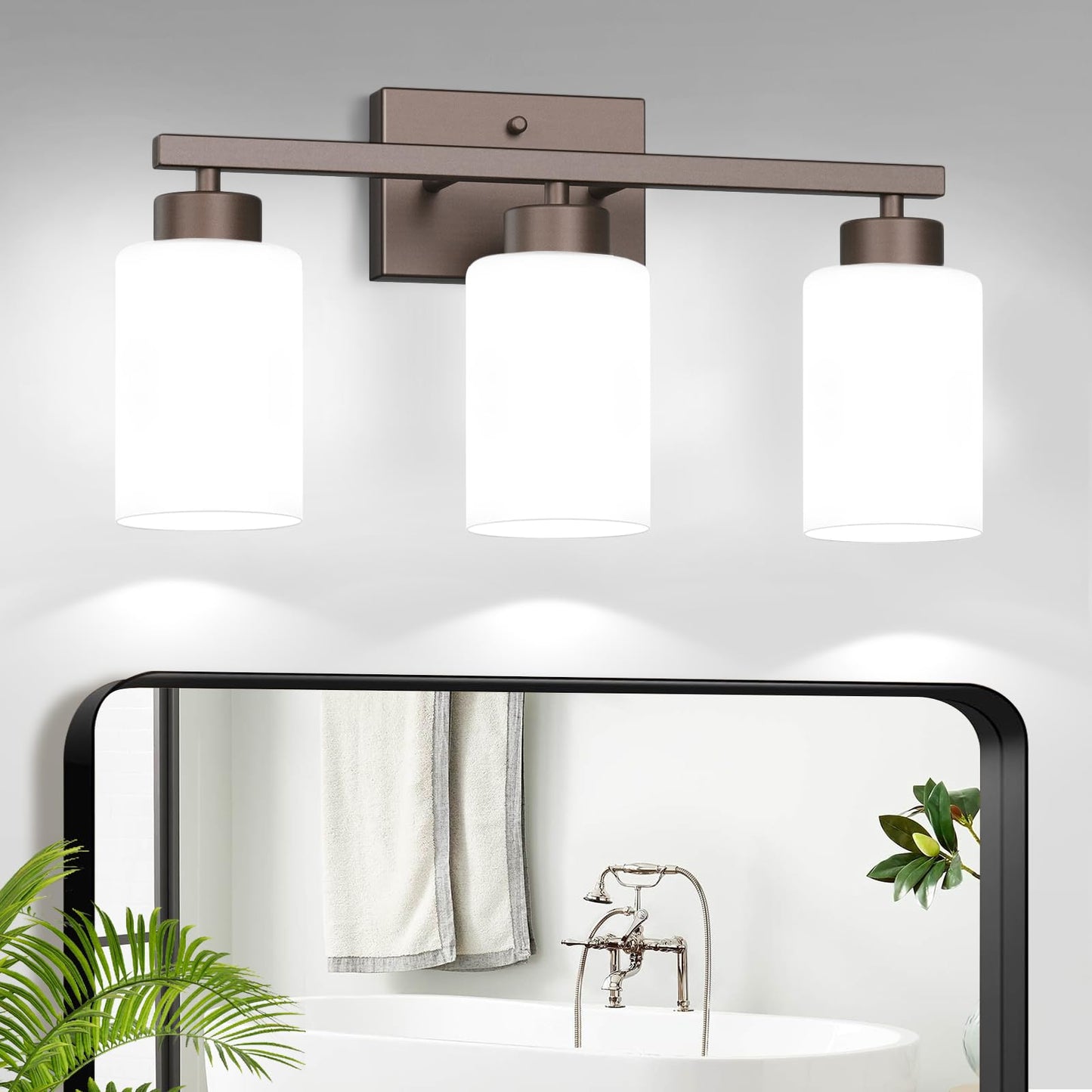 IZORRO Modern Bathroom Light Fixtures, 4 Light Black Vanity Lights, Bathroom Lighting Fixtures Over Mirror with Clear Glass for Living Room Cabinet Bedroom