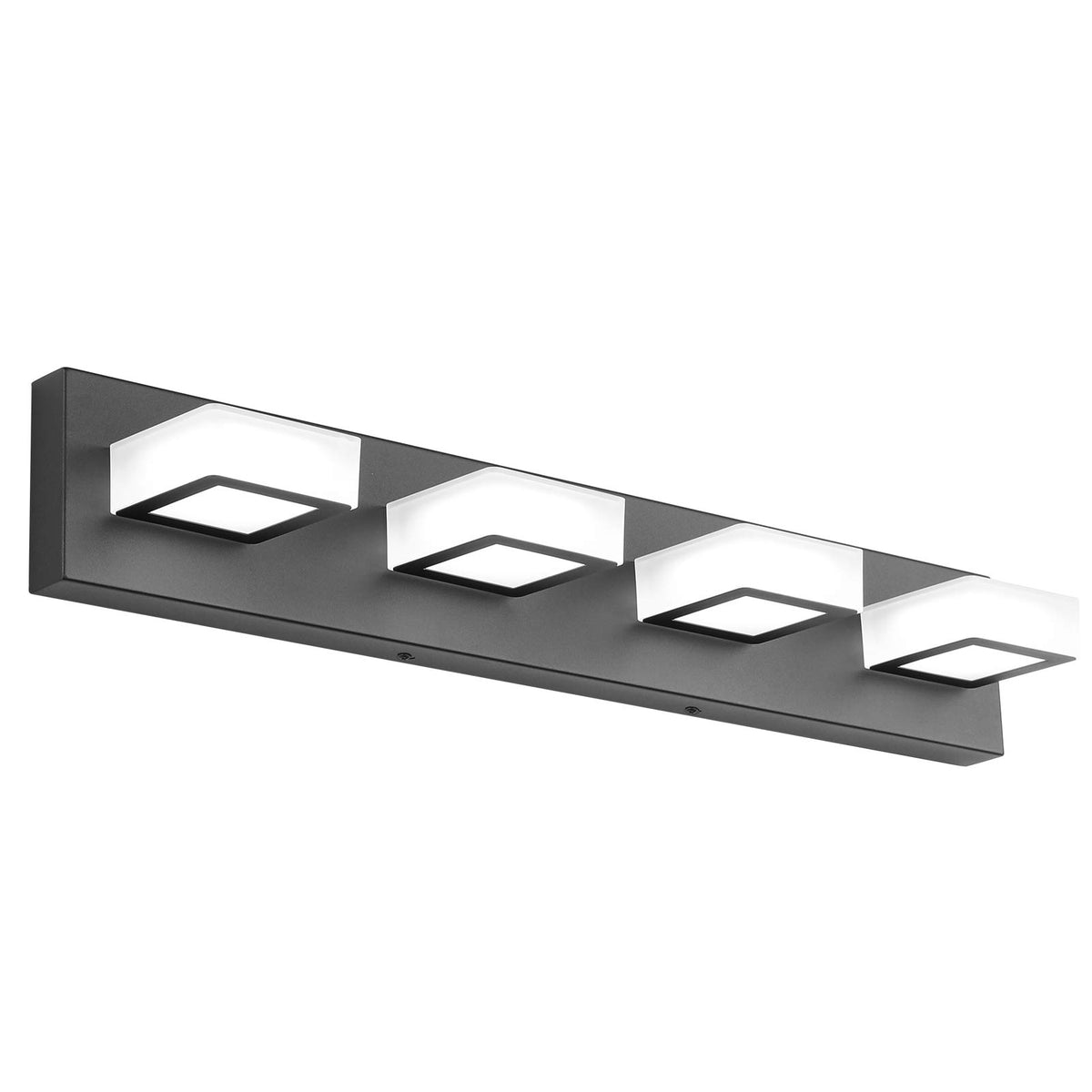 Ralbay LED Black 4 Lights Acrylic Lighting Fixtures Modern Matte Black Bathroom Vanity Lights