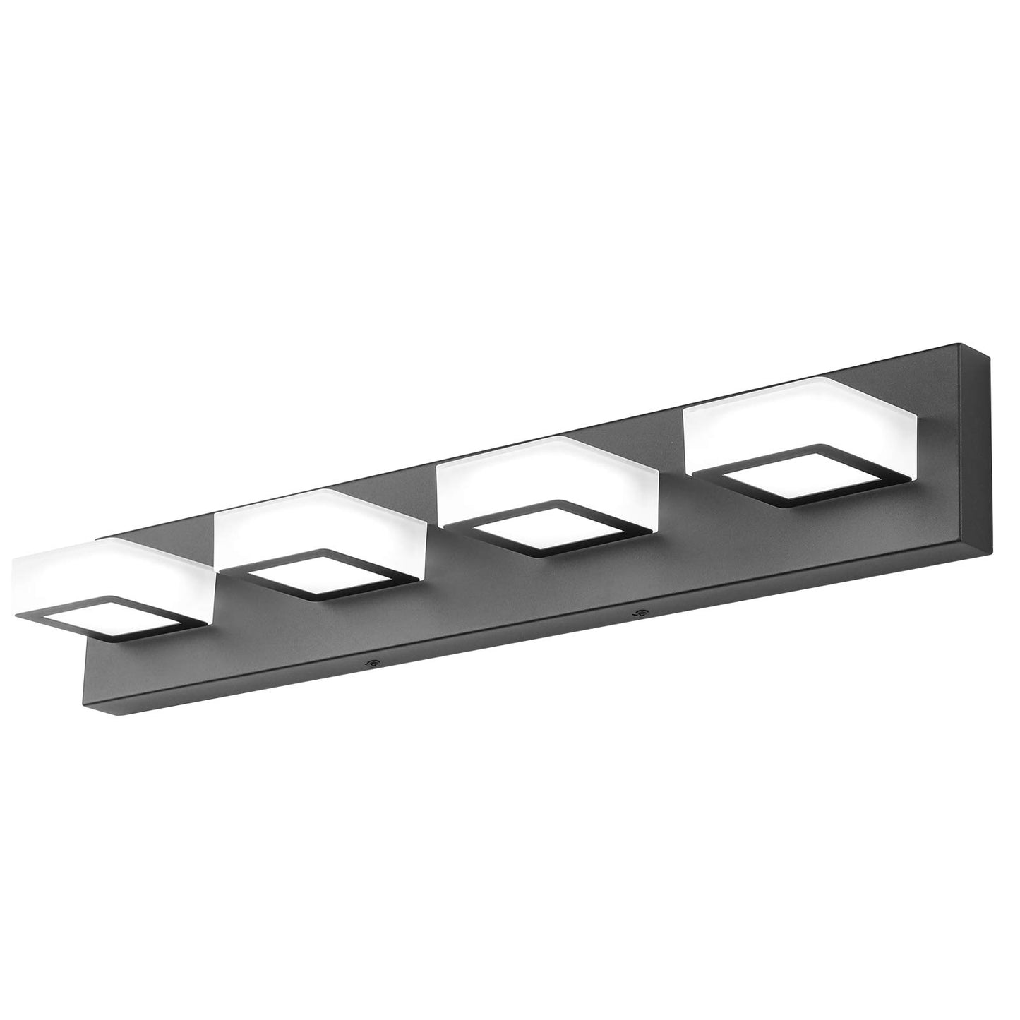 Ralbay LED Black 4 Lights Acrylic Lighting Fixtures Modern Matte Black Bathroom Vanity Lights