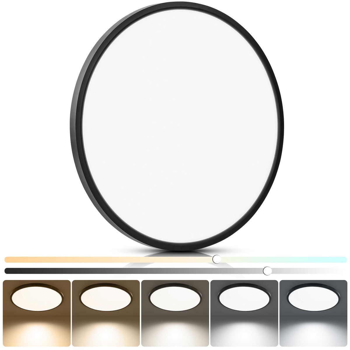 6-Pack 12in Ultra Thin LED Flush Mount Ceiling Light,Dimmable,5CCT | 2700K-6500K, 24W 2640LM, Anti-Glare,Edge-lit, Hardwired Light Fixture for Bedroom Kitchen Hallway Laundry Porch, Black