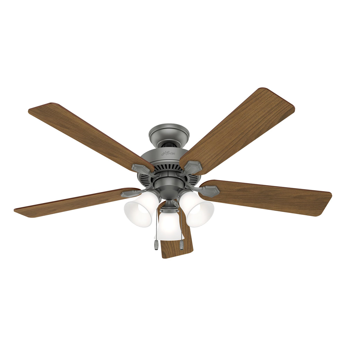 Hunter Swanson, Indoor, Ceiling Fan, with LED Lights, 44 inch, Fresh White | Standard Mount, Pull Chain, 5 Blades, For Bedroom, Living Room, Kitchen, 50885