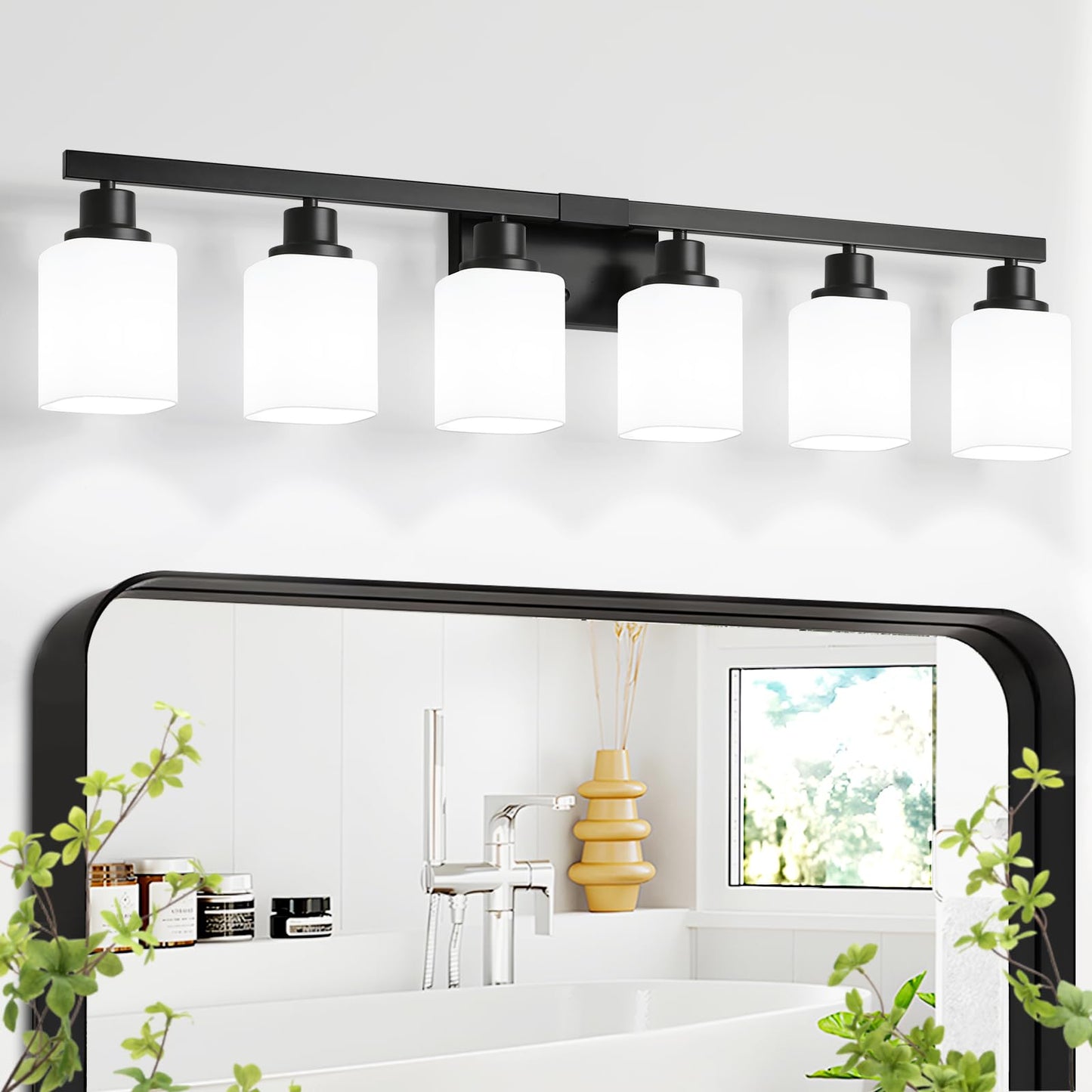 3-Light Bathroom Vanity Light,Modern Matte Black Bathroom Light Fixtures with Square Frosted Glass,Wall Sconces Lighting fixtures Over Mirror Restroom, Living Room Hallway