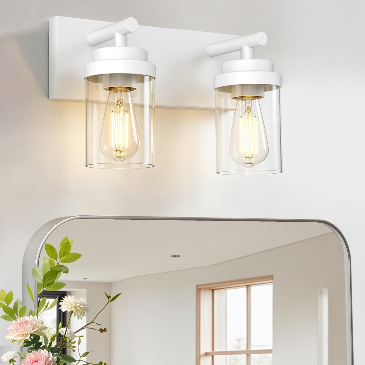 IZORRO Bathroom Vanity Light Fixture, 3-Light 22 Inch Matte Black Bathroom Light Fixtures Over Mirror, with Clear Glass Shade, Modern Farmhouse Vanity Lights, Rustic Restroom Lighting Fixtures