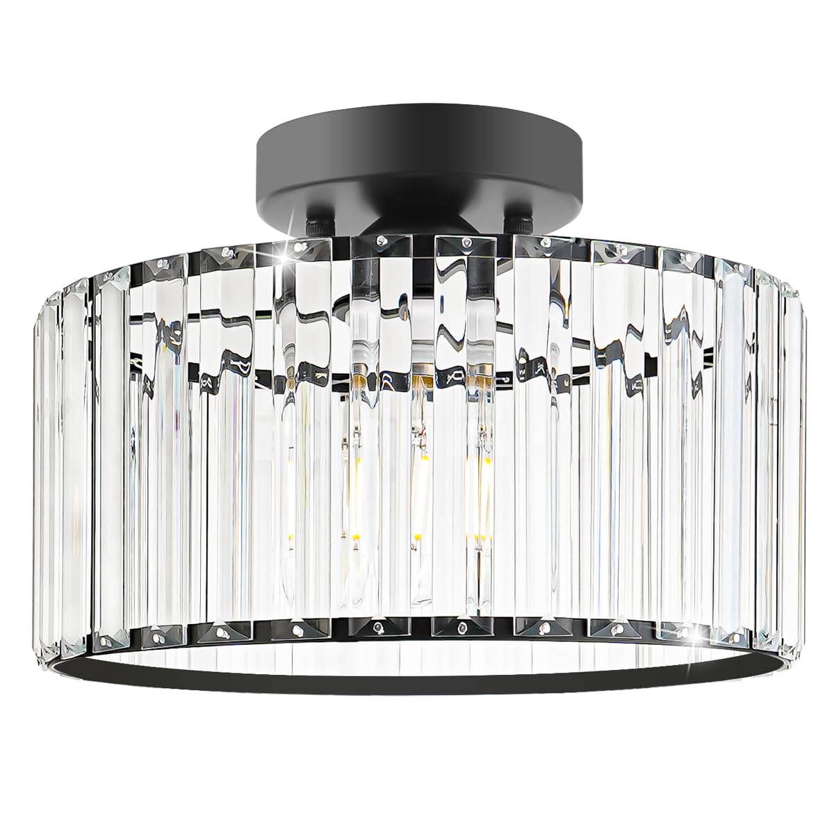 Crystal Ceiling Light Fixture, Modern Semi Flush Mount Ceiling Light, Gold Hallway Lighting Fixtures Chandelier for Kitchen, Close To Ceiling Light Fixtures for Entryway Bedroom, 1-Light, 11Inch