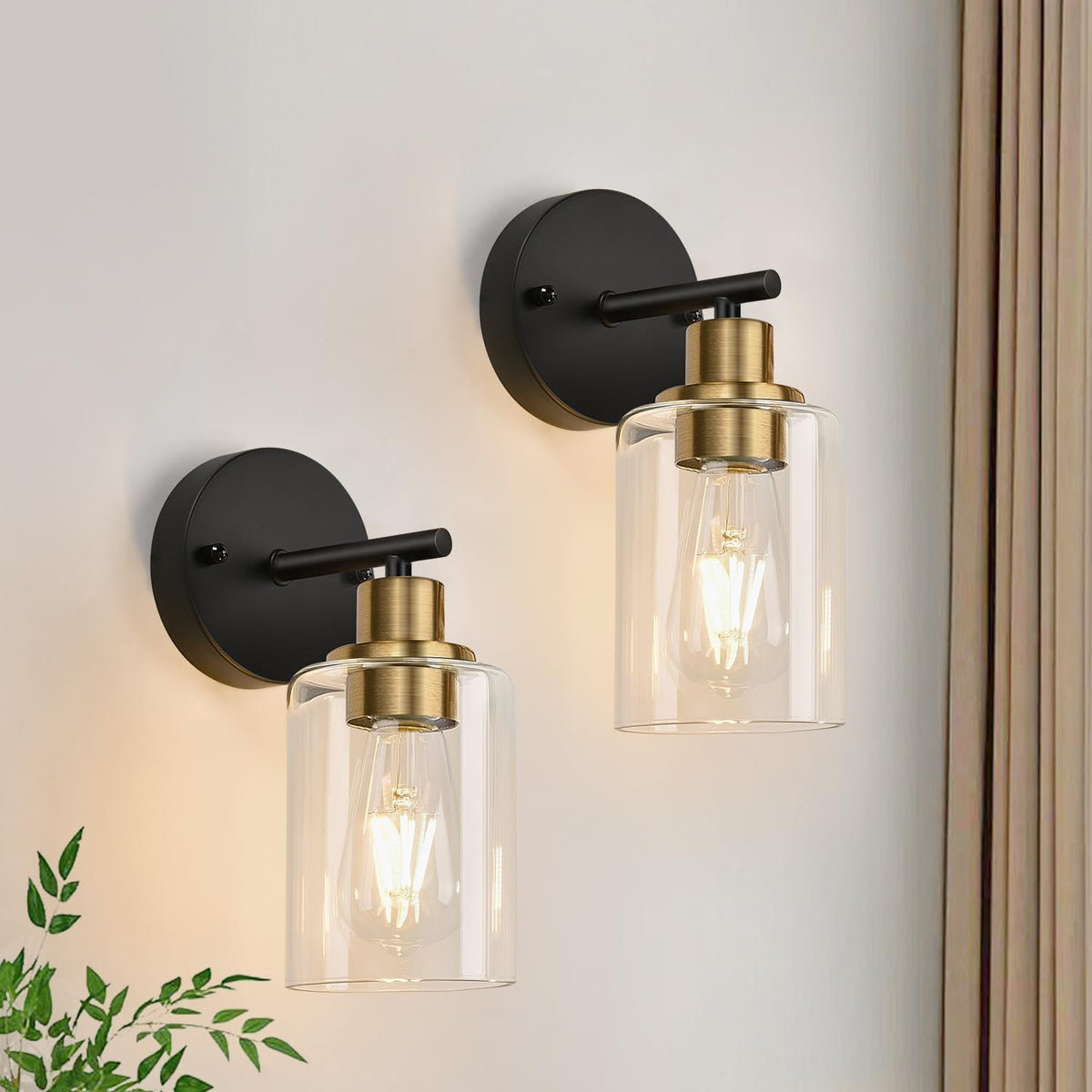 Zarbitta 3-Light Bathroom Light Fixtures, Brushed Nickel Vanity Light, Farmhouse Wall Lights with Clear Glass Shade, Bathroom Wall Lamp for Mirror Kitchen Bedroom Hallway Living Room Hallway Cabinet