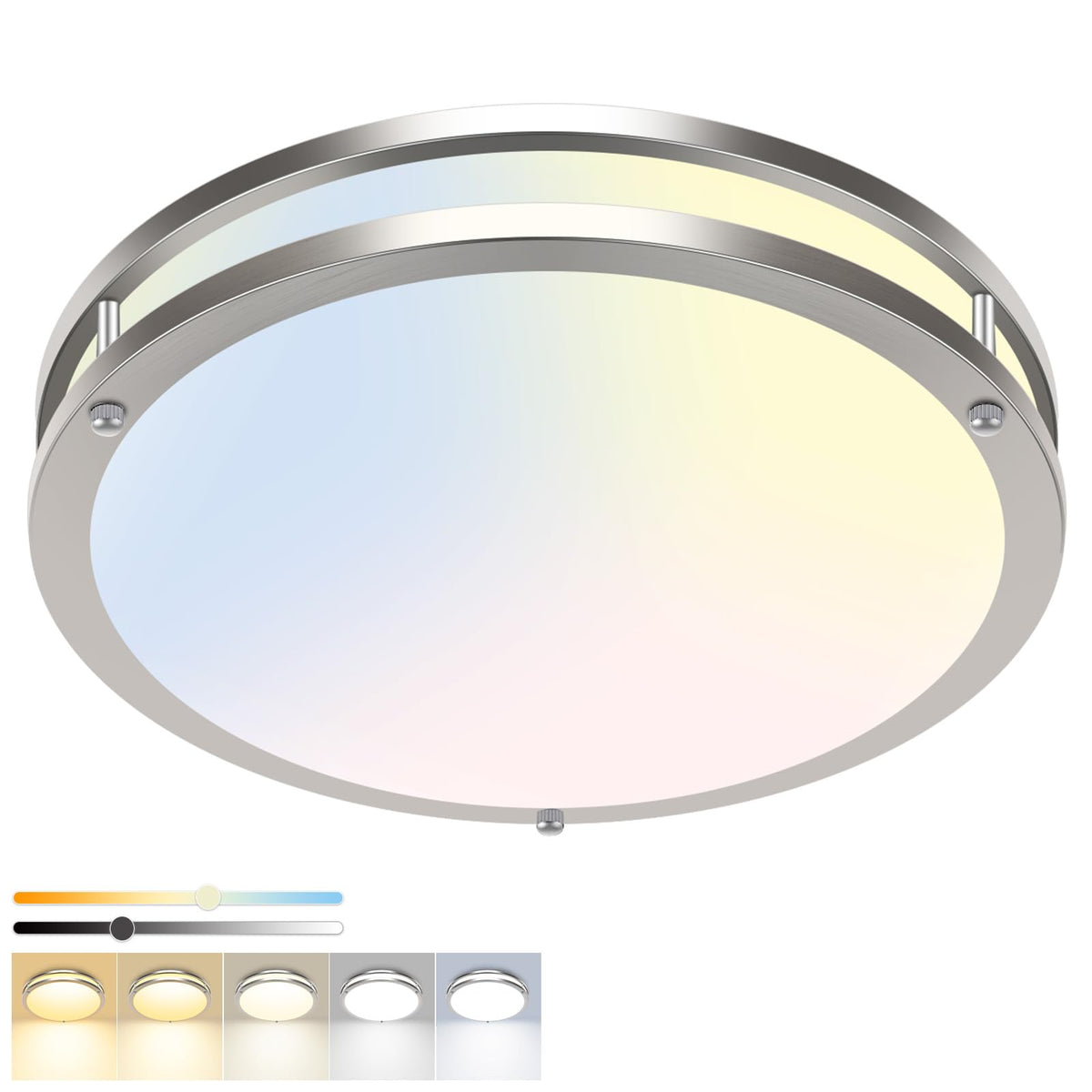 hepside 13inch Flush Mount Ceiling Light Fixture 2 Pack, Dimmable & 5 Color Temperatures Ceiling Light Black, 24W 3000K 3500K 4000K 5000K 6500K Adjustable Ceiling Lamps for Bathroom Bedroom Hallway