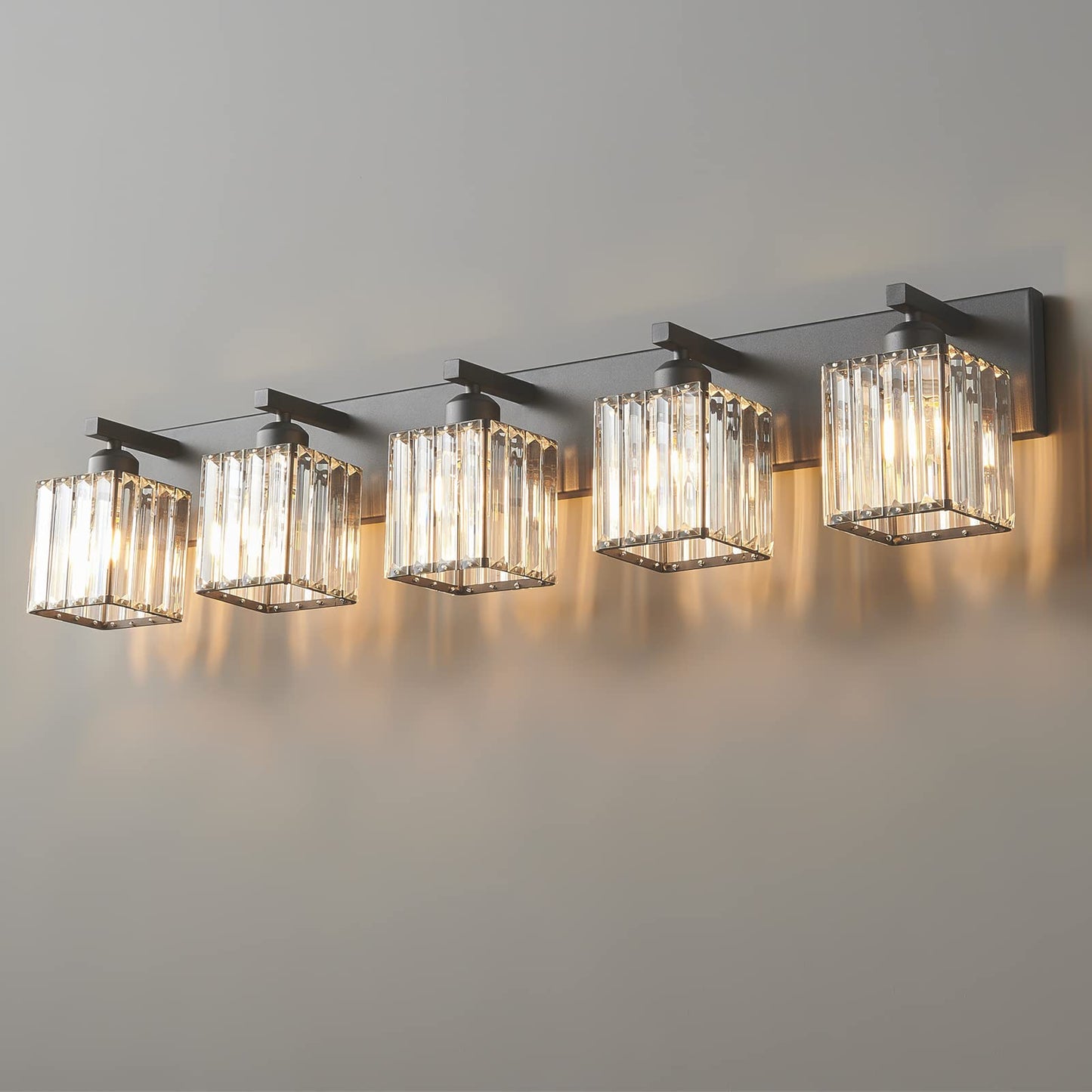 Modern Bathroom Vanity Light 3-Lights Modern Black Crystal Wall Light Bathroom Vanity Light Fixtures