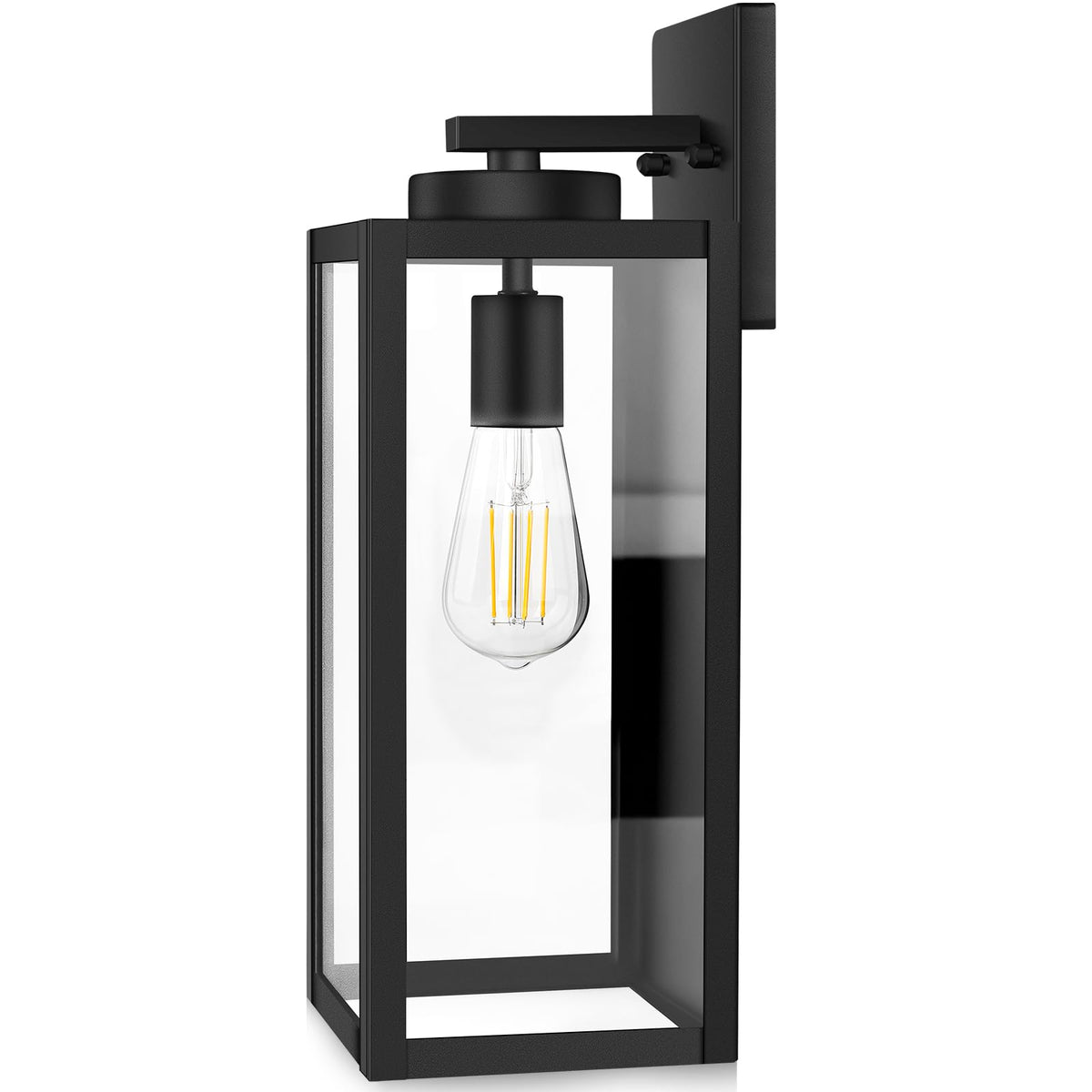 Outdoor Wall Light Fixture, Modern Outside Porch Sconce, Black | Waterproof, Rust-Resistant, Durable Metal with Clear Glass, Standard E26 Socket, Easy to Install