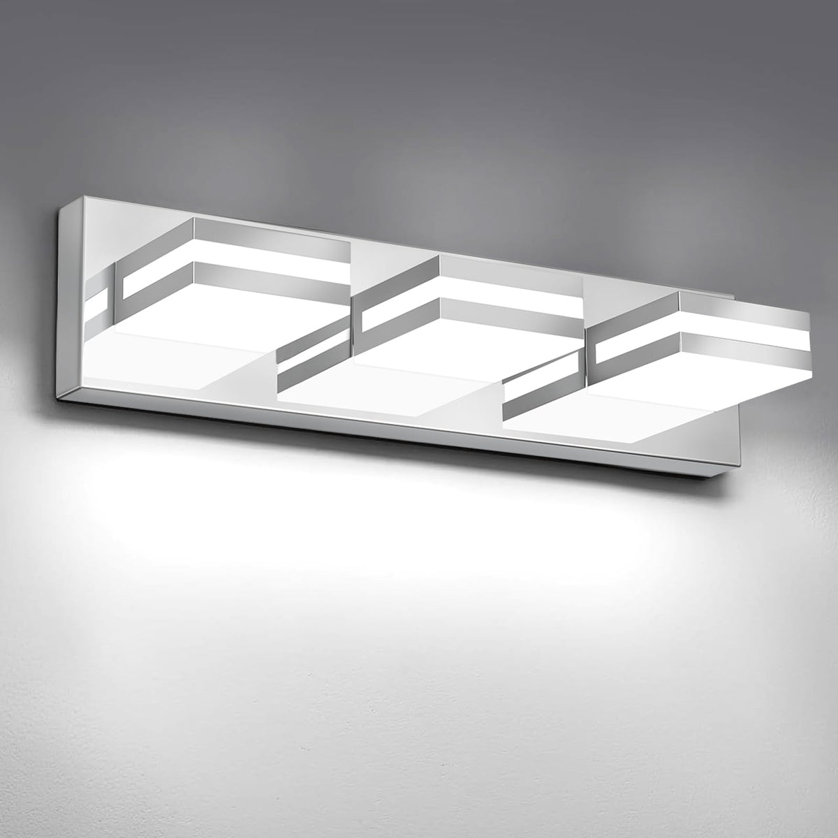 IZORRO LED Modern Bathroom Lights Fixtures(4-Light,Dimmable,360°Rotate),Matte Black Acrylic Wall Lighting,Vanity Lights for Bathroom Over Mirror - 6000k 24In （No Assembly Required）