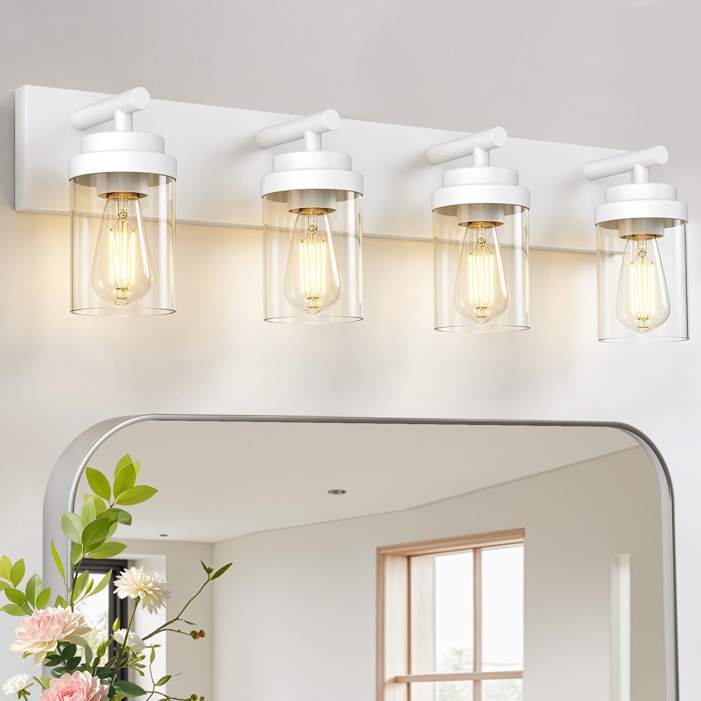 IZORRO Bathroom Vanity Light Fixture, 3-Light 22 Inch Matte Black Bathroom Light Fixtures Over Mirror, with Clear Glass Shade, Modern Farmhouse Vanity Lights, Rustic Restroom Lighting Fixtures