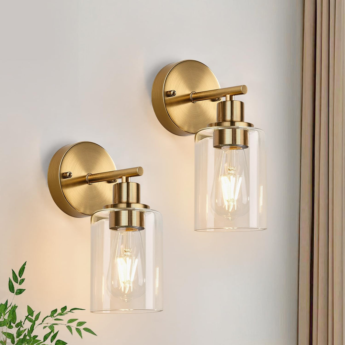 Zarbitta 3-Light Bathroom Light Fixtures, Brushed Nickel Vanity Light, Farmhouse Wall Lights with Clear Glass Shade, Bathroom Wall Lamp for Mirror Kitchen Bedroom Hallway Living Room Hallway Cabinet