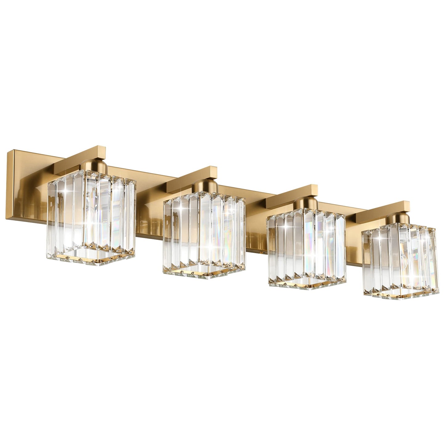 Aipsun Brushed Nickel Vanity Light Bathroom Lighting Fixtures 3 Light Crystal Modern Bathroom Vanity Light (Exclude Bulb)