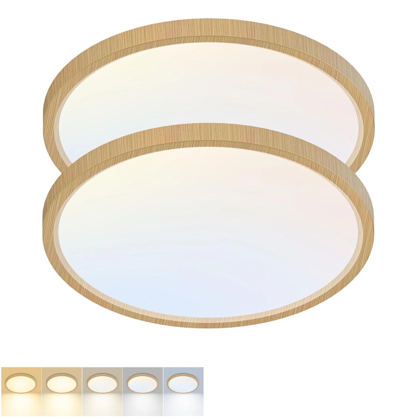 2Pack 12Inch LED Flush Mount Ceiling Light 5 Color Temperatures | 3000K/3500K/4000K/5000K/6500K 24W Black LED Ceiling Light Fixture for Bathroom Closet Kitchen Bedroom Hallway Porch Pantry
