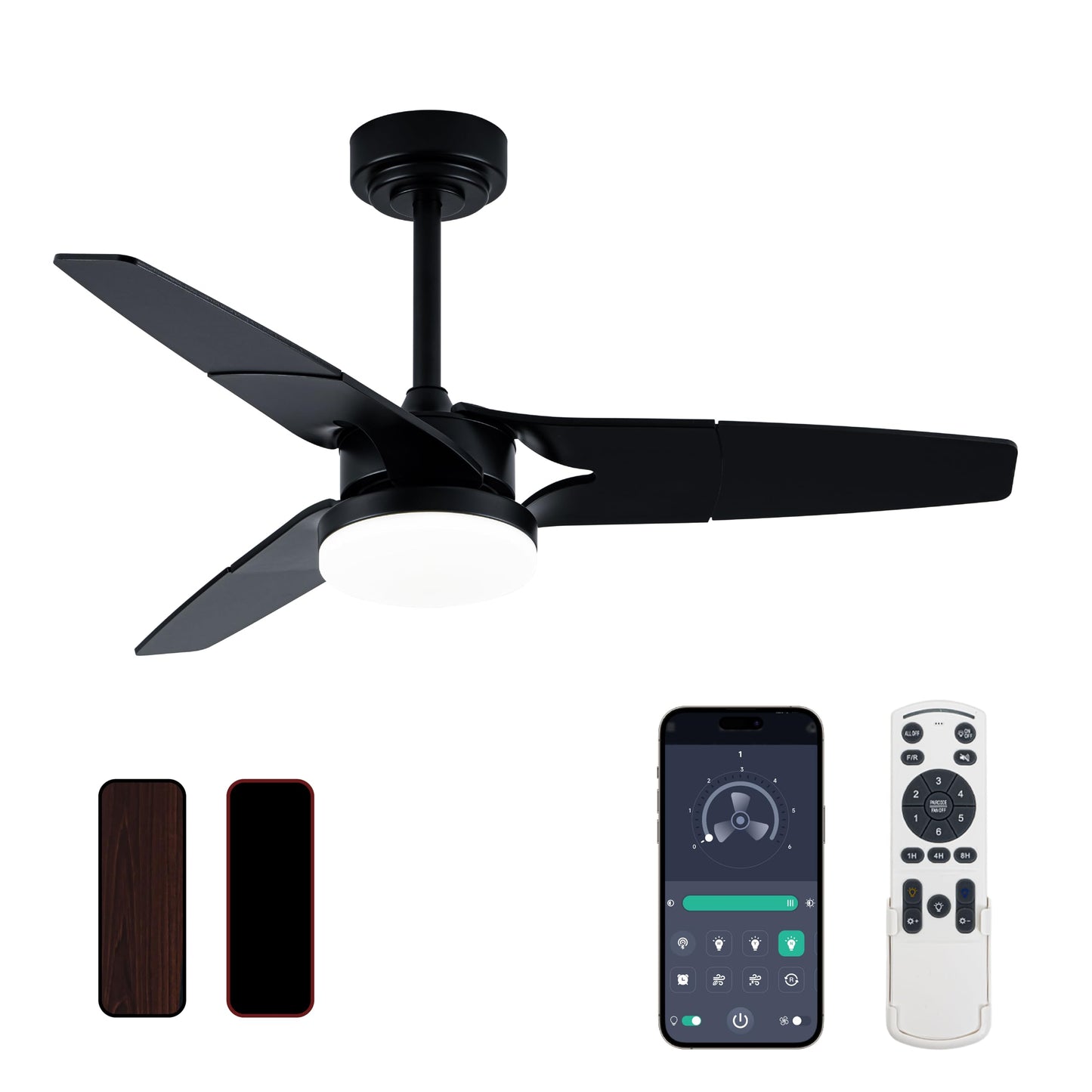 Gold Ceiling Fan with Lights and Remote, 52 In | 3 Blade Style, App Remote Control, Timer, Reversible, 3CCT, 6 Speed, 2 Color Blade for Indoor, Bedroom, Living Room