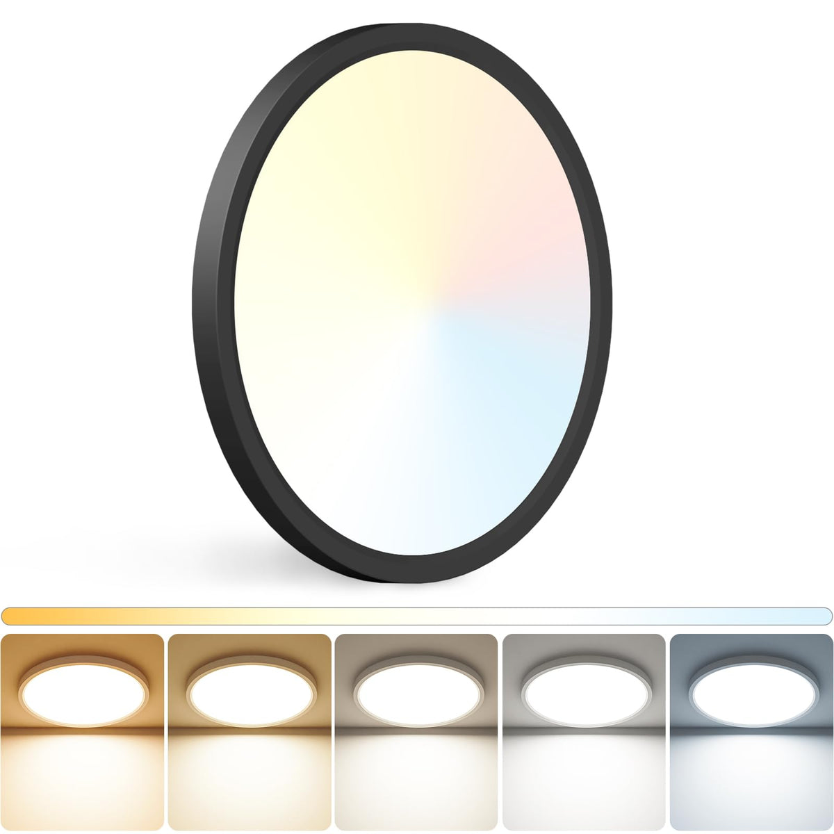 12Inch LED Ceiling Light Flush Mount, 5CCT 3000K-6500K Adjustable Ceiling Light Fixture, 2400LM 24W Bright White Flat Lighting Fixture for Hallway Kitchen Bathroom Bedroom, 6Pack
