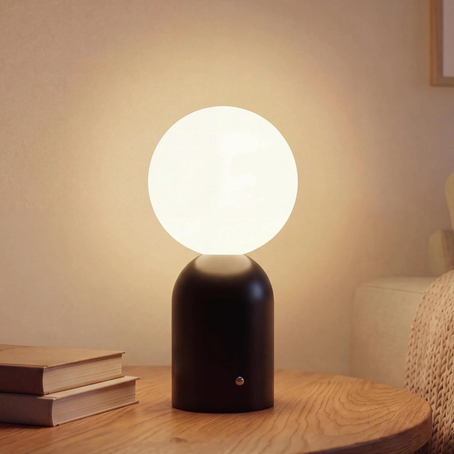 10.8” Cordless Rechargeable LED Table Lamp, White Opal Glass Shade, Blue | 2000mAh Touch Dimmable Desk Lamp for Nightstand, Bedroom, Living Room, Office, Entryway, Camping, Patio Indoor & Outdoor Use