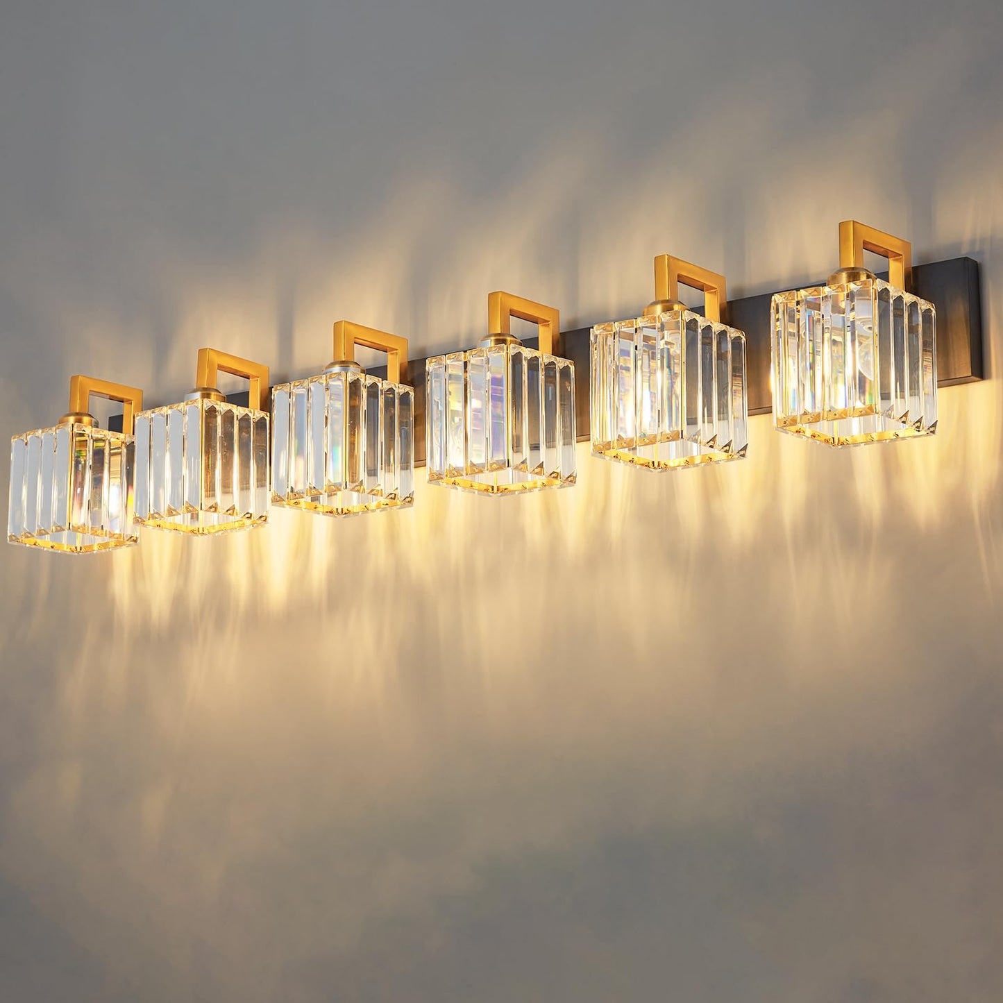 Modern Bathroom Vanity Light 3-Lights Modern Black Crystal Wall Light Bathroom Vanity Light Fixtures