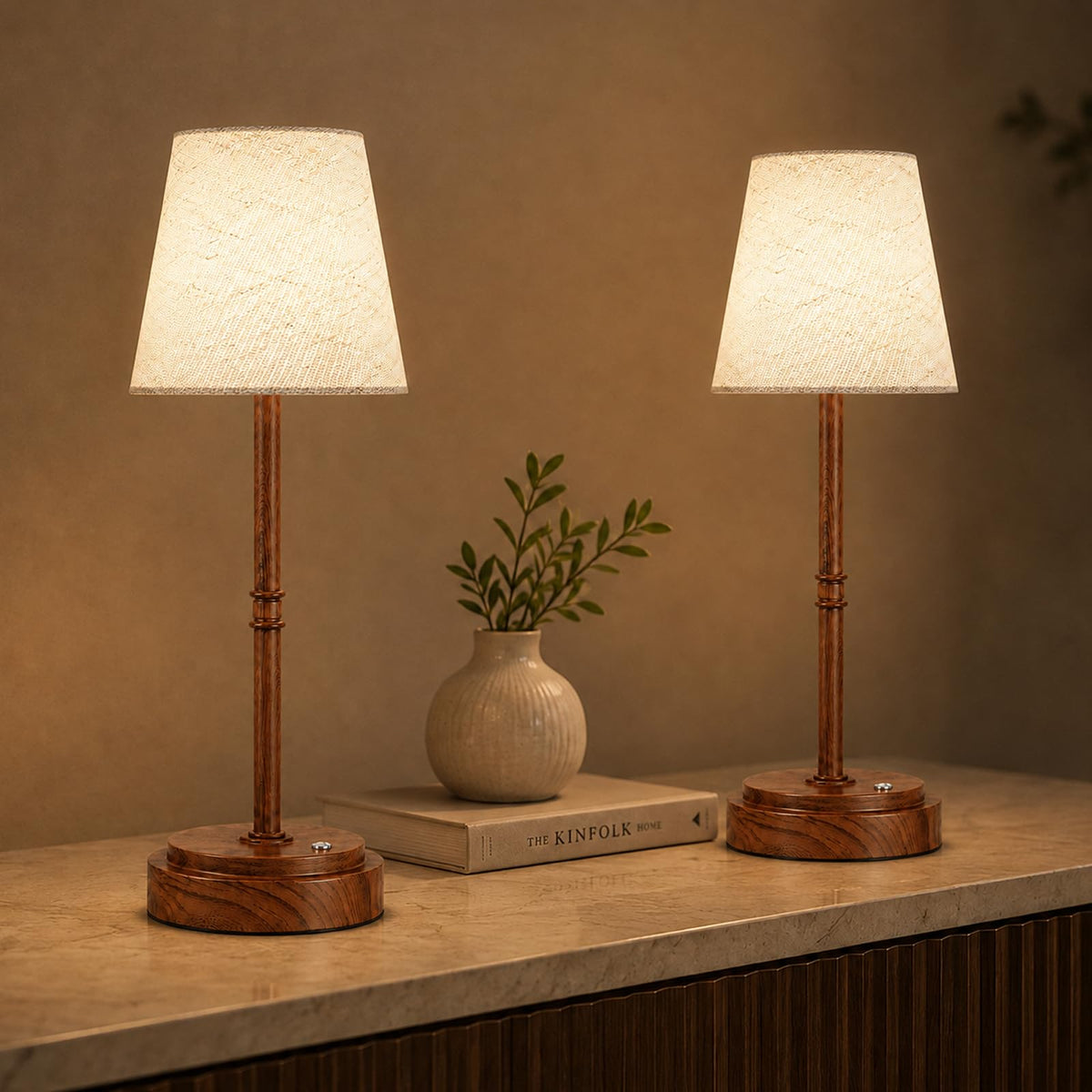 Rechargeable Cordless Table Lamp, Nightstand to End Table,Gold,1 Pack | 6000mAh Battery Operated, 16-Inch Antique Brass Aesthetic, For Kitchen Counter, Bathroom Vanity and Dining Room