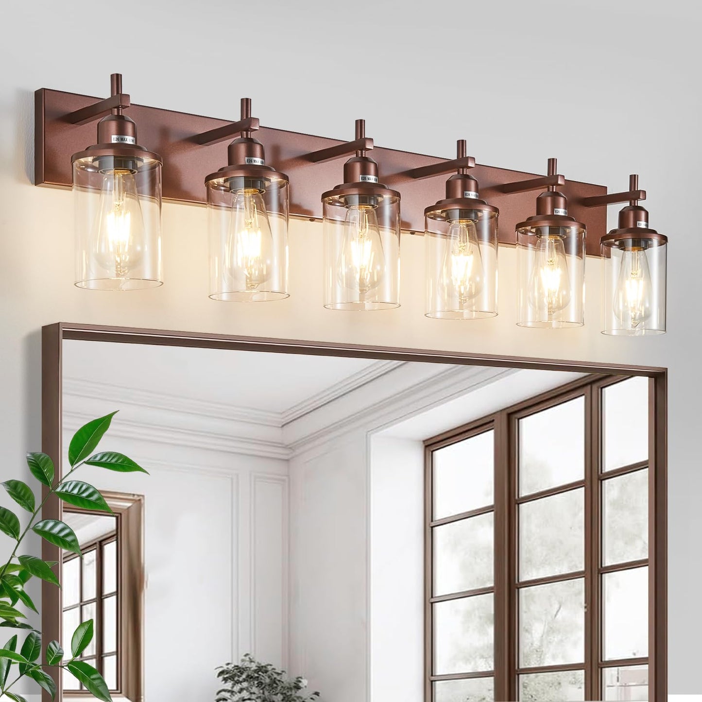 Lanhall 3-Light Black Bathroom Light Fixture Over Mirror Modern Farmhouse Bathroom Vanity Light Vintage Wall Lighting with Clear Glass Shade for Bathroom, Bedroom, Hallway, Cabinet