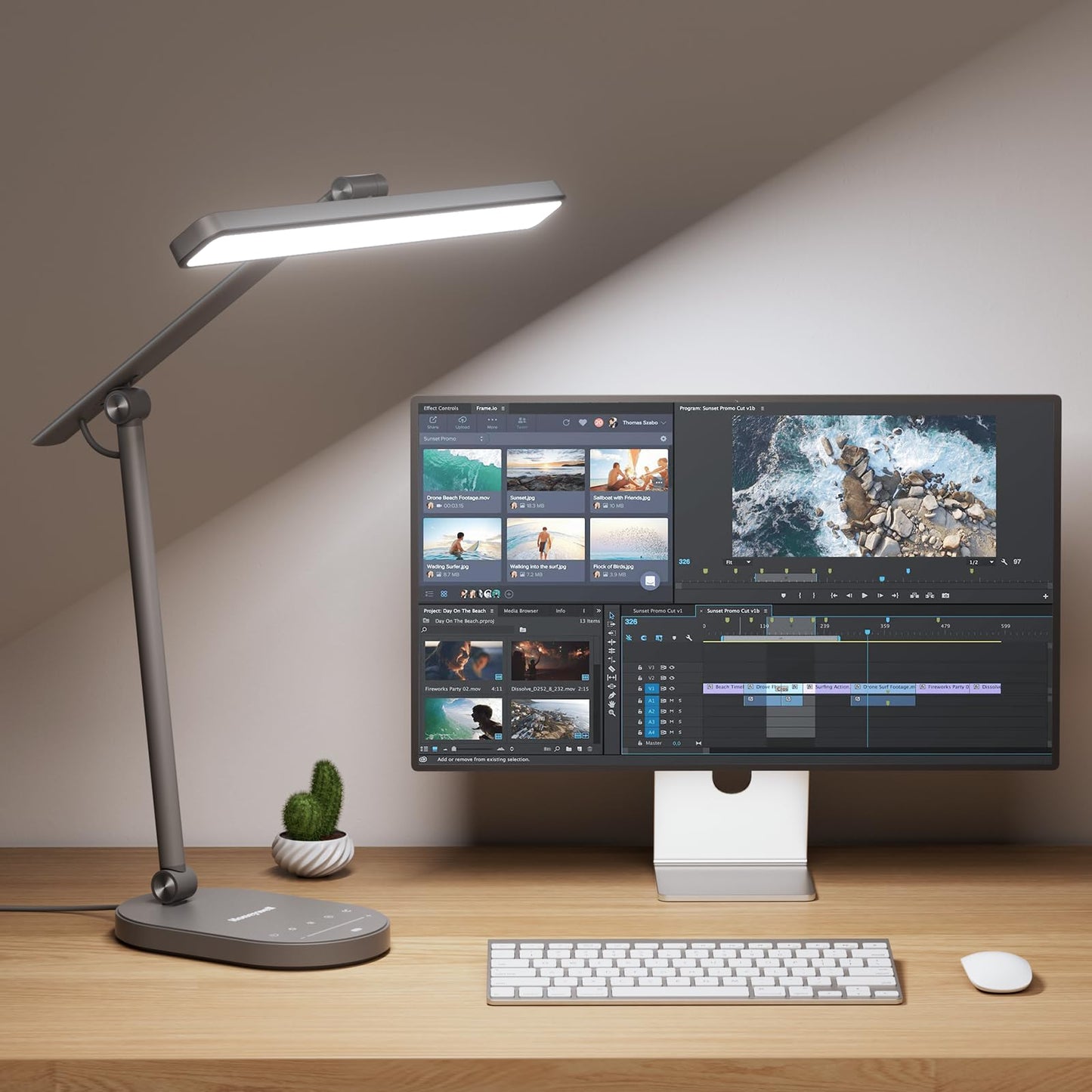 Honeywell HWT-H4 LED Desk Lamp, Eye-Caring, Dimmable, Auto Sensor | CRI97 Sunturalux LED, flicker-free eye care, 3 color temperatures, 5 brightness levels, auto dimming sensor, 60-min timer