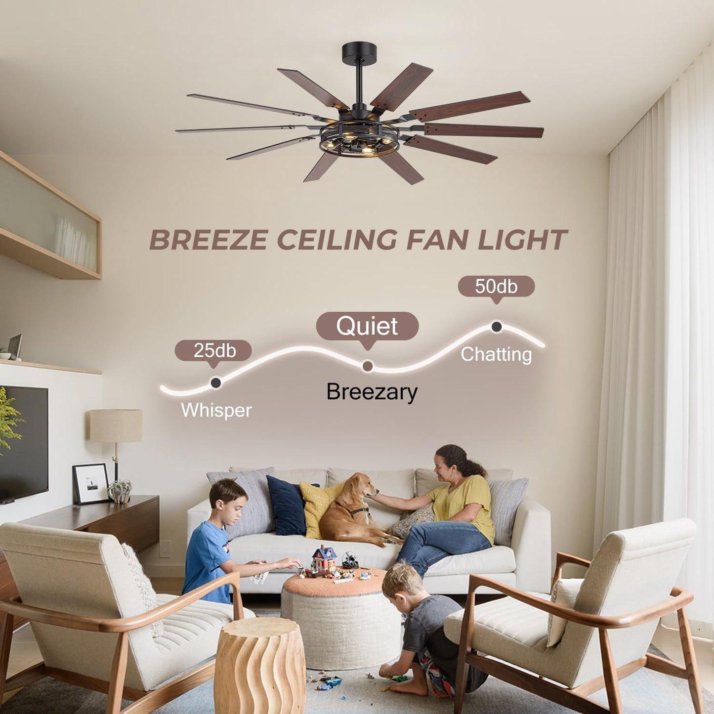 60 Inch Farmhouse Ceiling Fans with Rustic Lights, Caged Ceiling Fans with Remote, Industrial Ceiling Fan with Reversible DC Motor, Antique Downrod Mount Fan with Chandelier for Living Room Bedroom