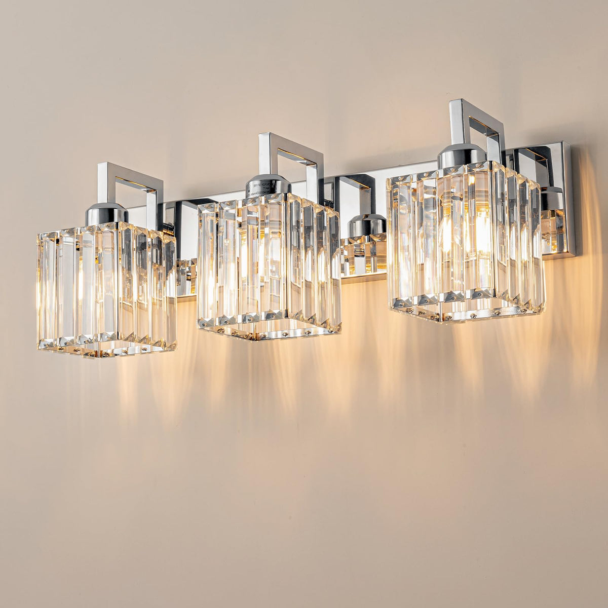 Modern Bathroom Vanity Light 3-Lights Modern Black Crystal Wall Light Bathroom Vanity Light Fixtures
