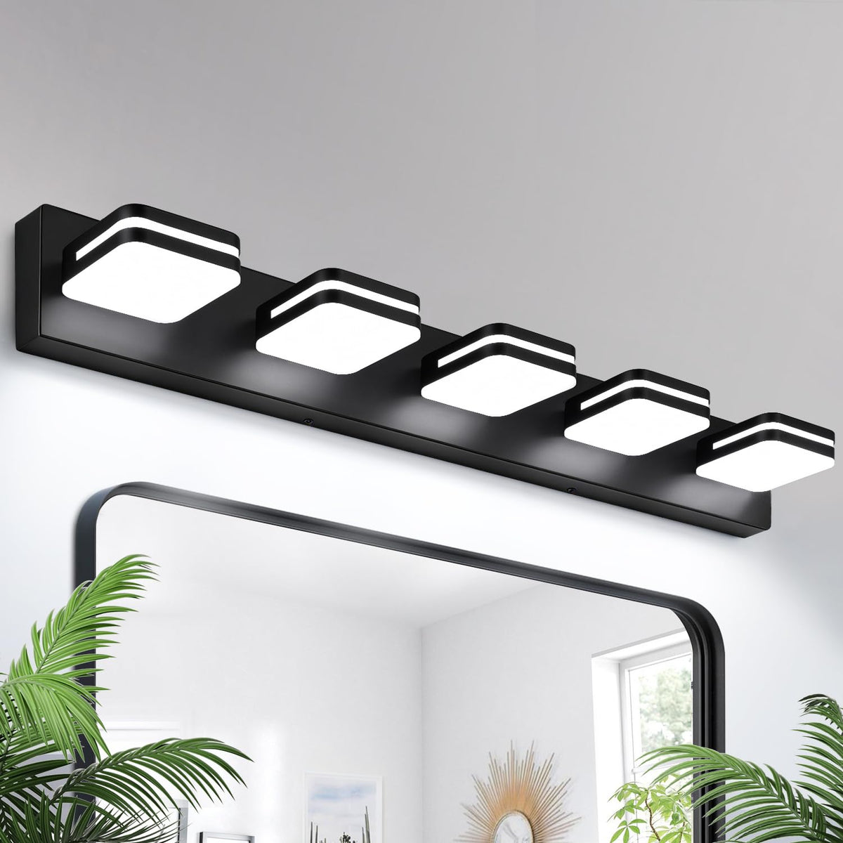 Torondo 360° Rotate LED Bathroom Vanity Light Fixtures, Acrylic Vanity Lights for Bathroom, Modern Wall Lighting Fixtures Over Mirror Living, Brushed Nickel, Natural White, 3-Light, 17-Inch