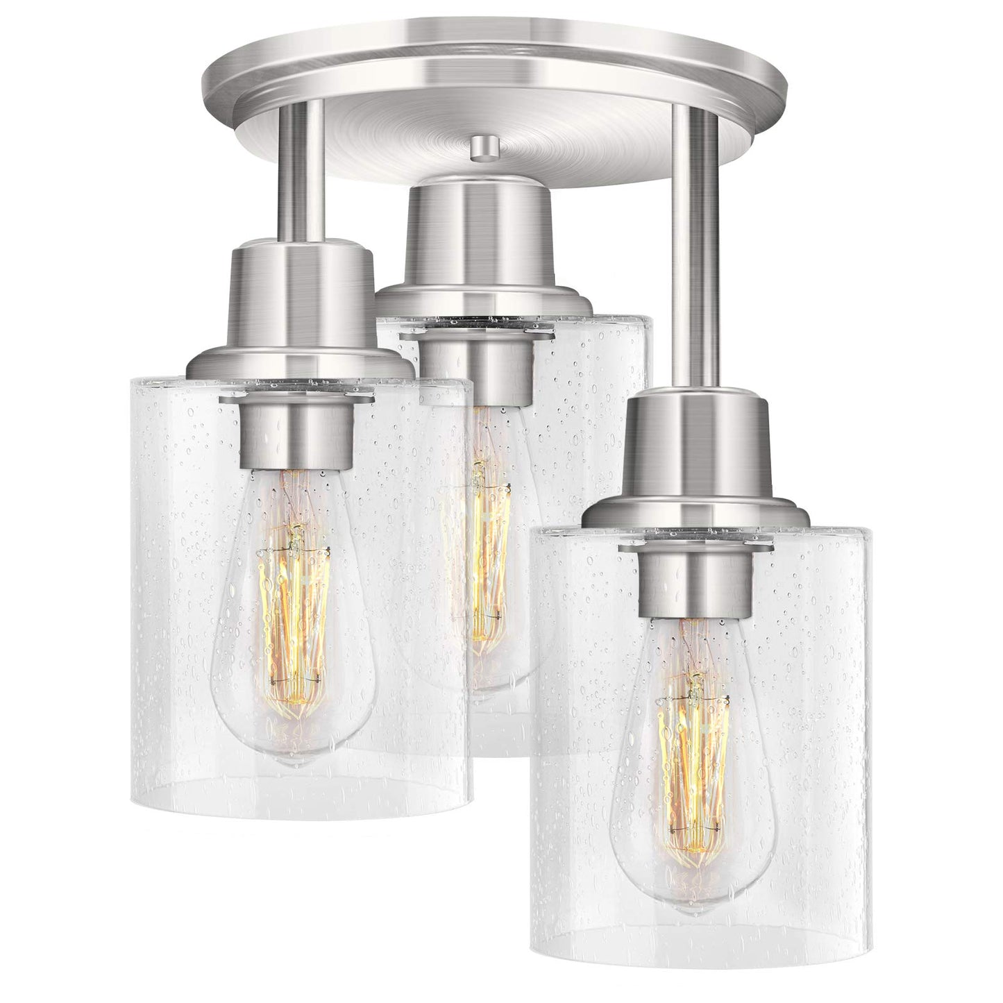 ROTTOGOON Semi Flush Mount Ceiling Light, Close to Ceiling Lights Fixtures, 3 Light Kitchen Ceiling Lights Fixtures with Glass Shades, Hallway Light Fixtures Ceiling Mount for Foyer, 9.9" x 13", Black