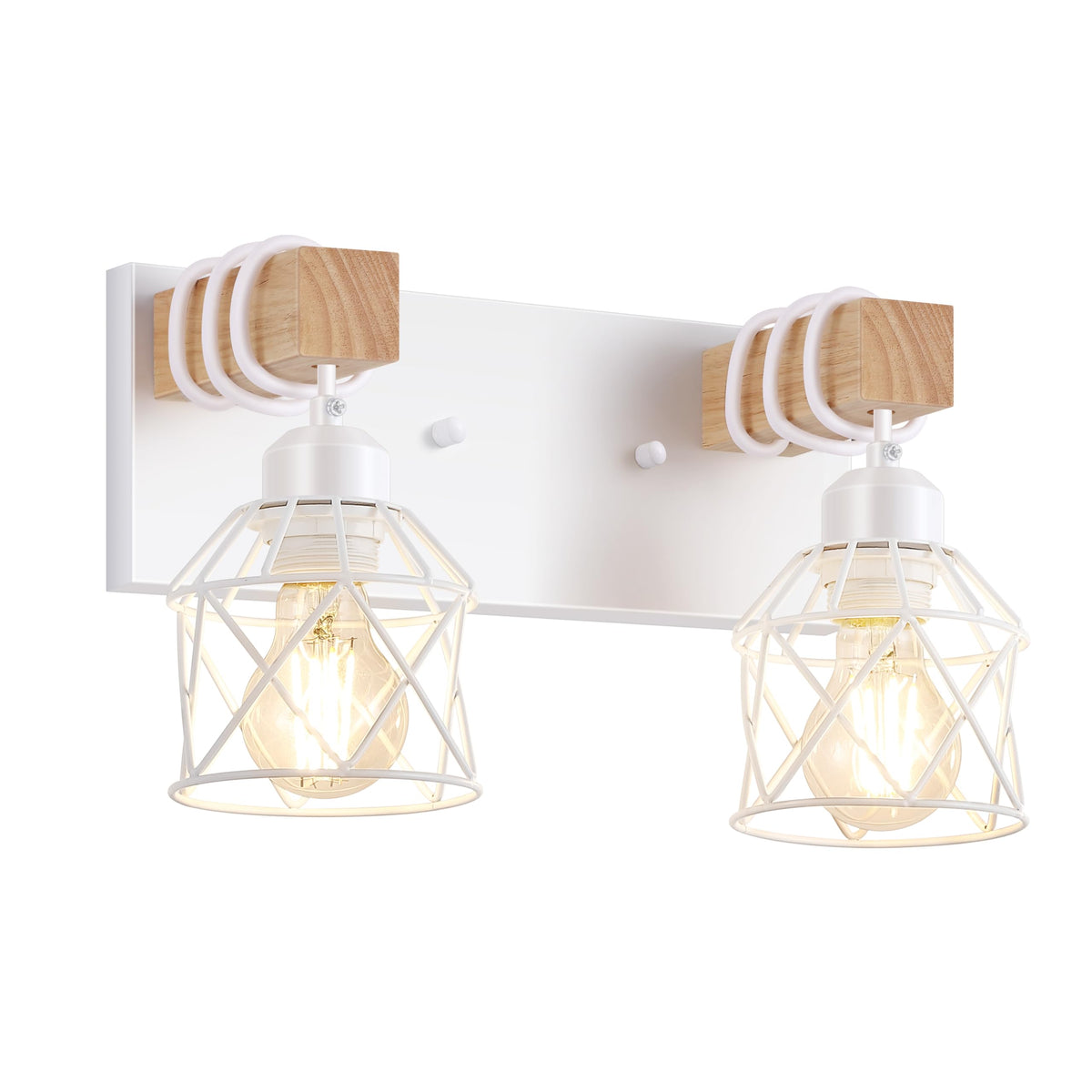 FadimiKoo 3-Light Bathroom Vanity Lights, Farmhouse Bathroom Light Fixtures | Rustic Wood & Black Metal Shade, Wood Bathroom Lighting Fixtures Over Mirror, Wall Sconces for Bathroom Bedroom Living Room