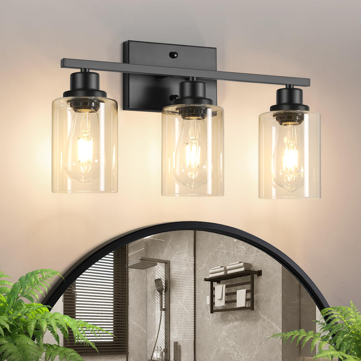 Ascher Bathroom Light Fixtures, 4-Light Vanity Light Over Mirror, Brushed Nickel Wall Sconces with Milky White Frosted Glass Shades, Wall Lamp for Living Room Bedroom, E26 Base(Bulbs Not Included)