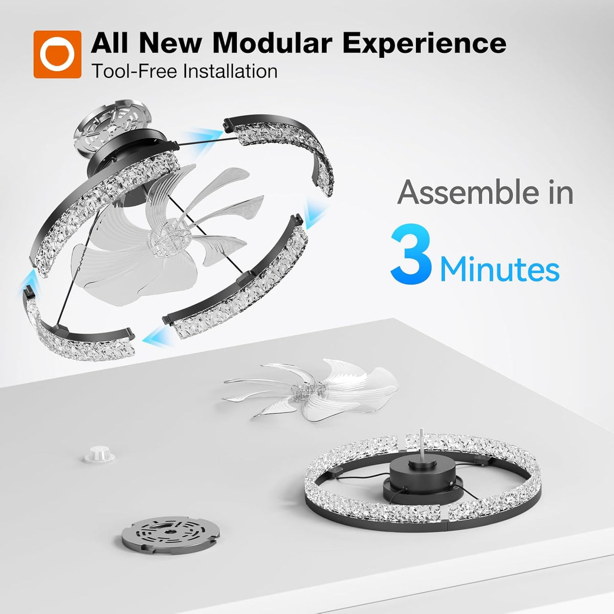 addlon 20" Ceiling Fans with Lights and Remote, Low Profile Fandelier | 3000-6000K Dimmable LED, 6 Speeds, Reversible DC Motor, App Control, Memory Function, Timer, Flush Mount, Quiet Operation