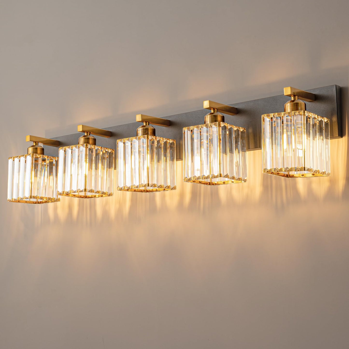 Modern Bathroom Vanity Light 3-Lights Modern Black Crystal Wall Light Bathroom Vanity Light Fixtures