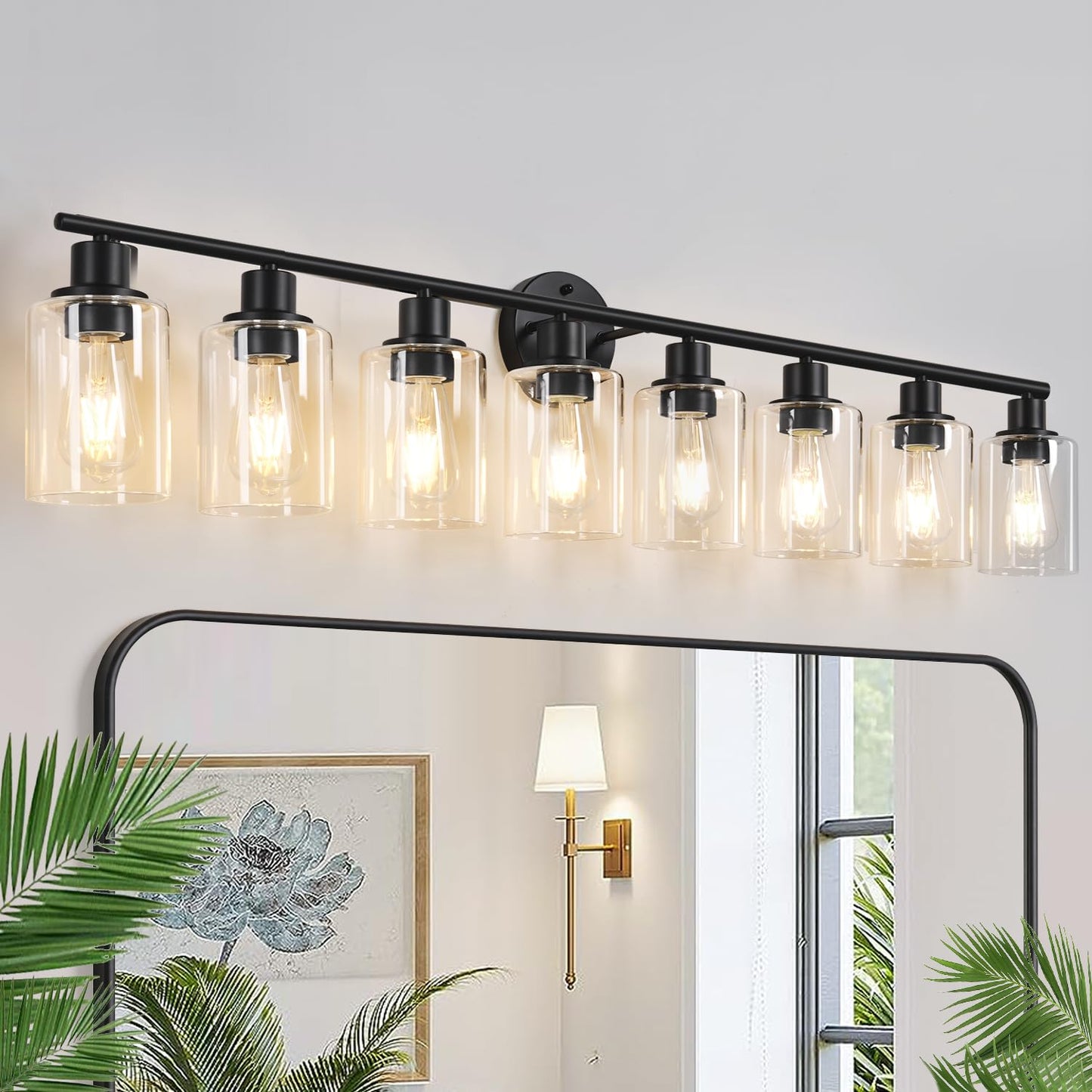 Zarbitta 3-Light Bathroom Light Fixtures, Brushed Nickel Vanity Light, Farmhouse Wall Lights with Clear Glass Shade, Bathroom Wall Lamp for Mirror Kitchen Bedroom Hallway Living Room Hallway Cabinet