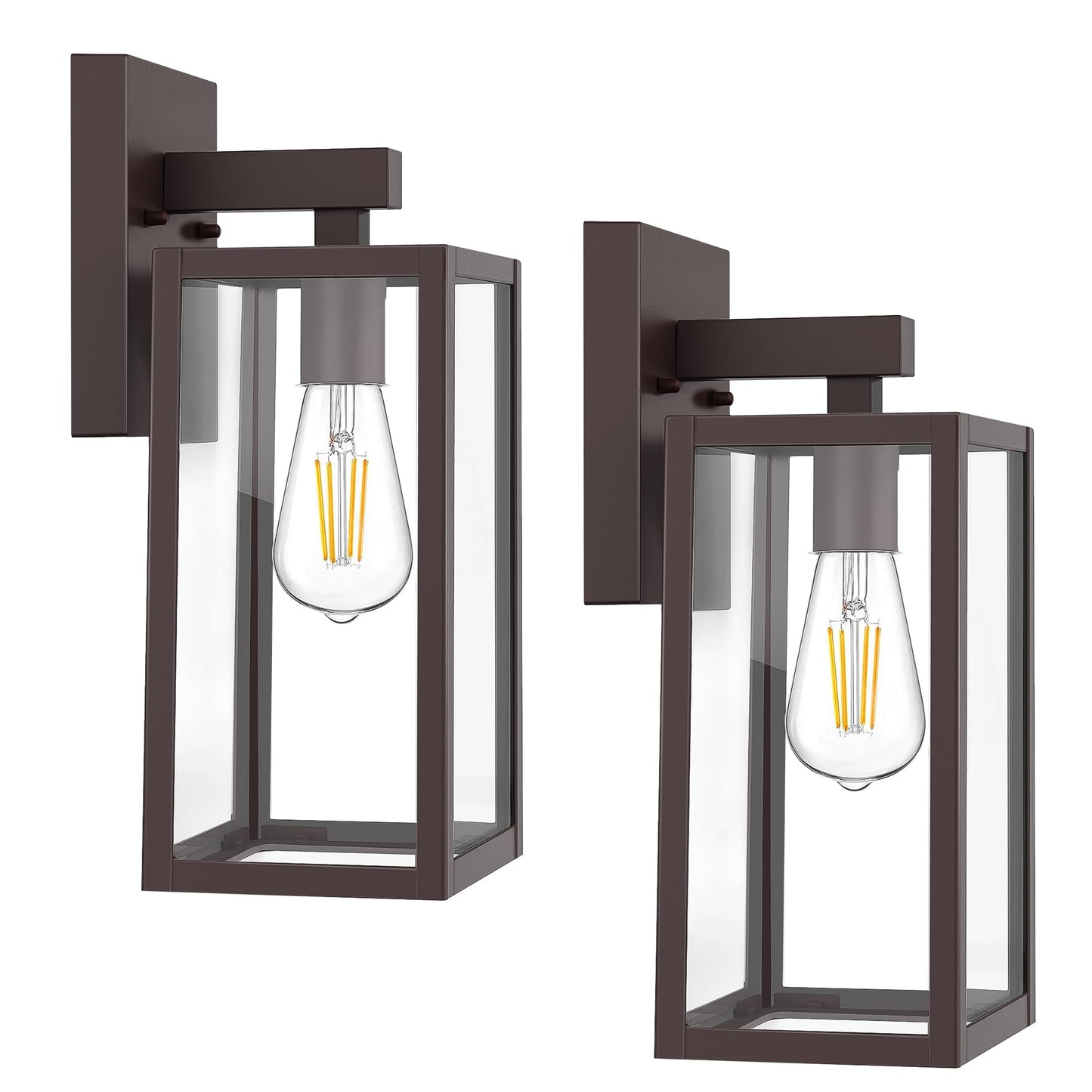 MAXvolador Outdoor Wall Light Fixtures, Exterior Waterproof Wall Lanterns | Black Porch Wall Lights, Anti-Rust, E26 Socket, Clear Glass Outside Wall Mount Sconces, Front Door Lighting for Patio, 2 Pack