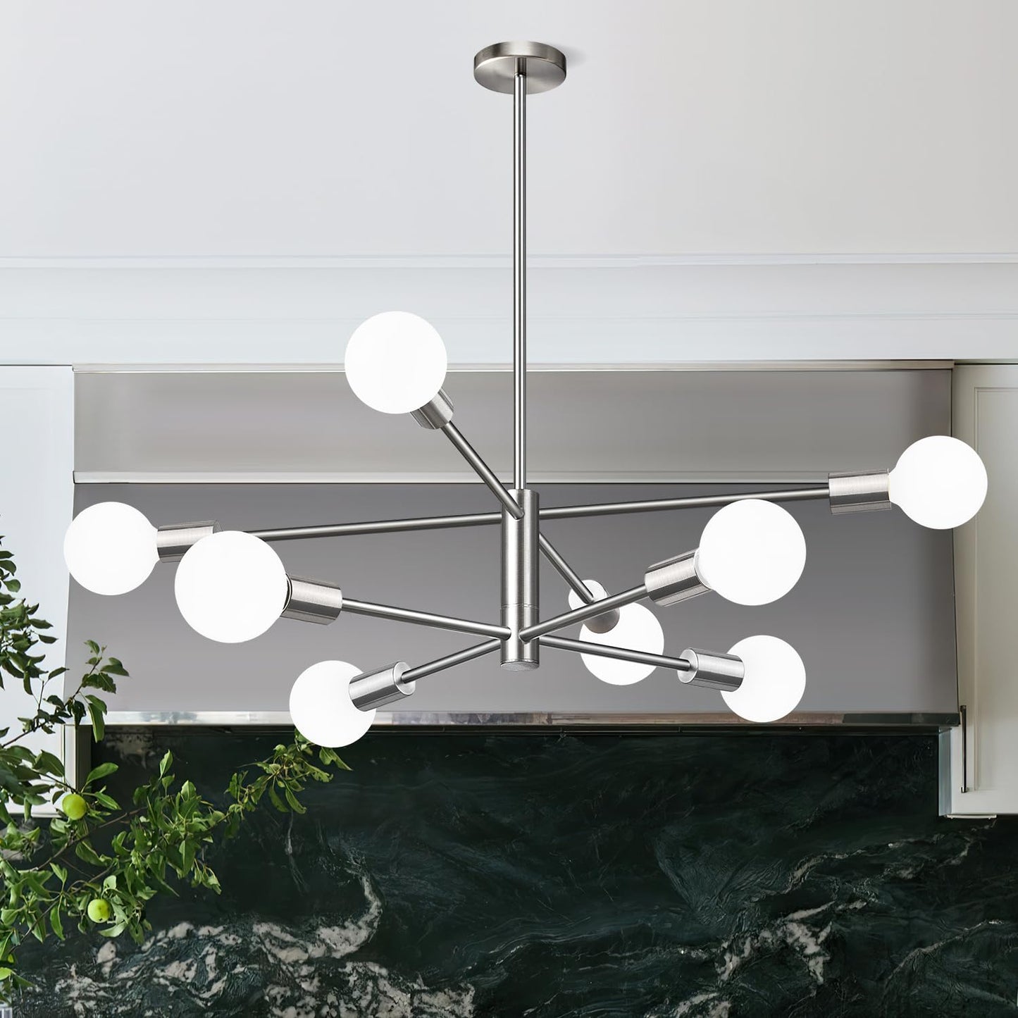 11"-52" Height Adjustable Modern Chandelier Ceiling Light Fixture, 12-Light Sputnik Chandeliers Brushed Gold and Matte Black Mid Century Chandelier Over Table, Chandeliers for Dining Room Living Room
