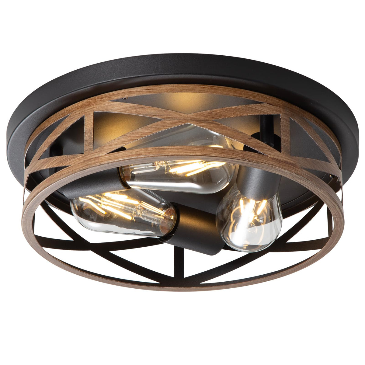 13 inch Black Flush Mount Ceiling Light Fixtures,3-Light Modern Hallway Light Fixtures Ceiling, Black Light Fixture Ceiling Mount for Farmhouse,Kitchen, Bedroom 2 Pack