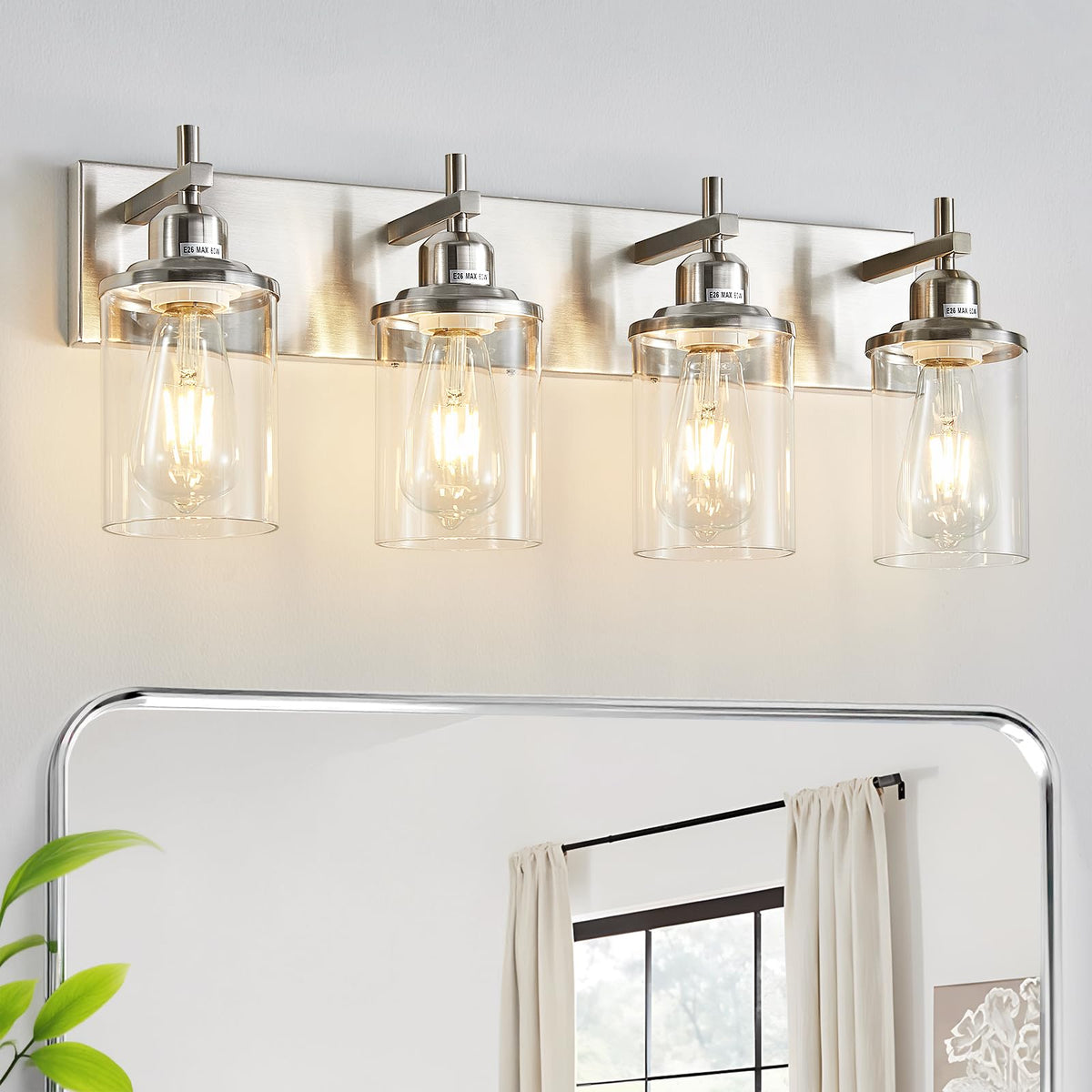 Lanhall 3-Light Black Bathroom Light Fixture Over Mirror Modern Farmhouse Bathroom Vanity Light Vintage Wall Lighting with Clear Glass Shade for Bathroom, Bedroom, Hallway, Cabinet