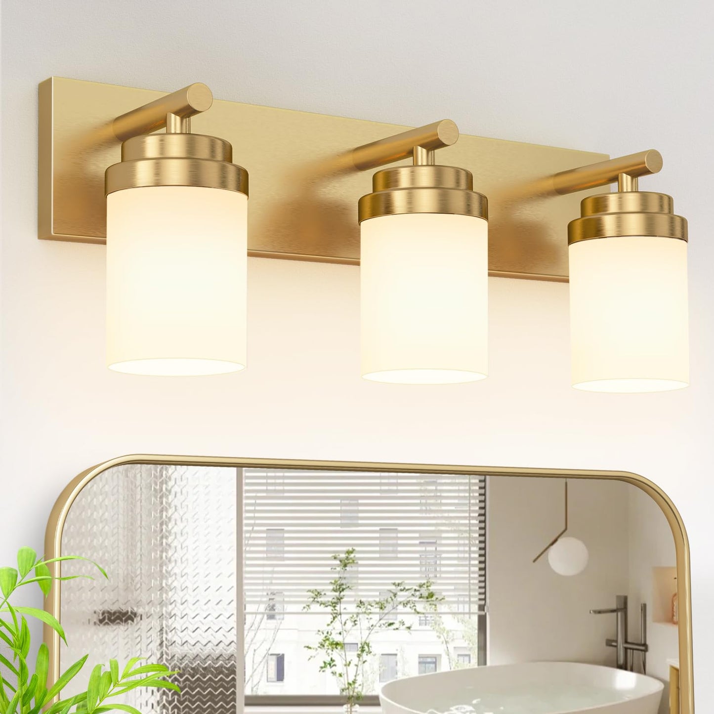 IZORRO Bathroom Vanity Light Fixture, 3-Light 22 Inch Matte Black Bathroom Light Fixtures Over Mirror, with Clear Glass Shade, Modern Farmhouse Vanity Lights, Rustic Restroom Lighting Fixtures