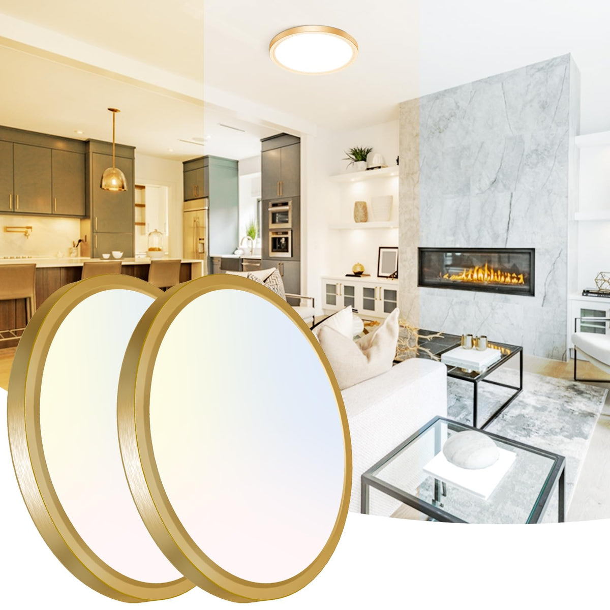 12Inch LED Ceiling Light Flush Mount, 5CCT 3000K-6500K Adjustable Ceiling Light Fixture, 2400LM 24W Bright White Flat Lighting Fixture for Hallway Kitchen Bathroom Bedroom, 6Pack