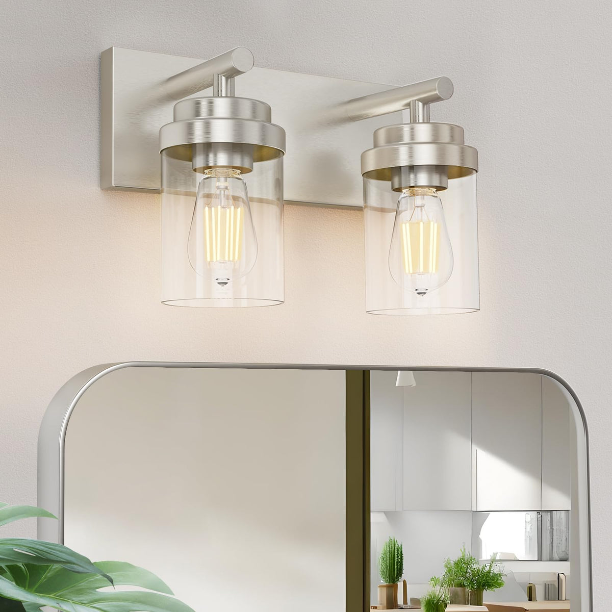 IZORRO Bathroom Vanity Light Fixture, 3-Light 22 Inch Matte Black Bathroom Light Fixtures Over Mirror, with Clear Glass Shade, Modern Farmhouse Vanity Lights, Rustic Restroom Lighting Fixtures