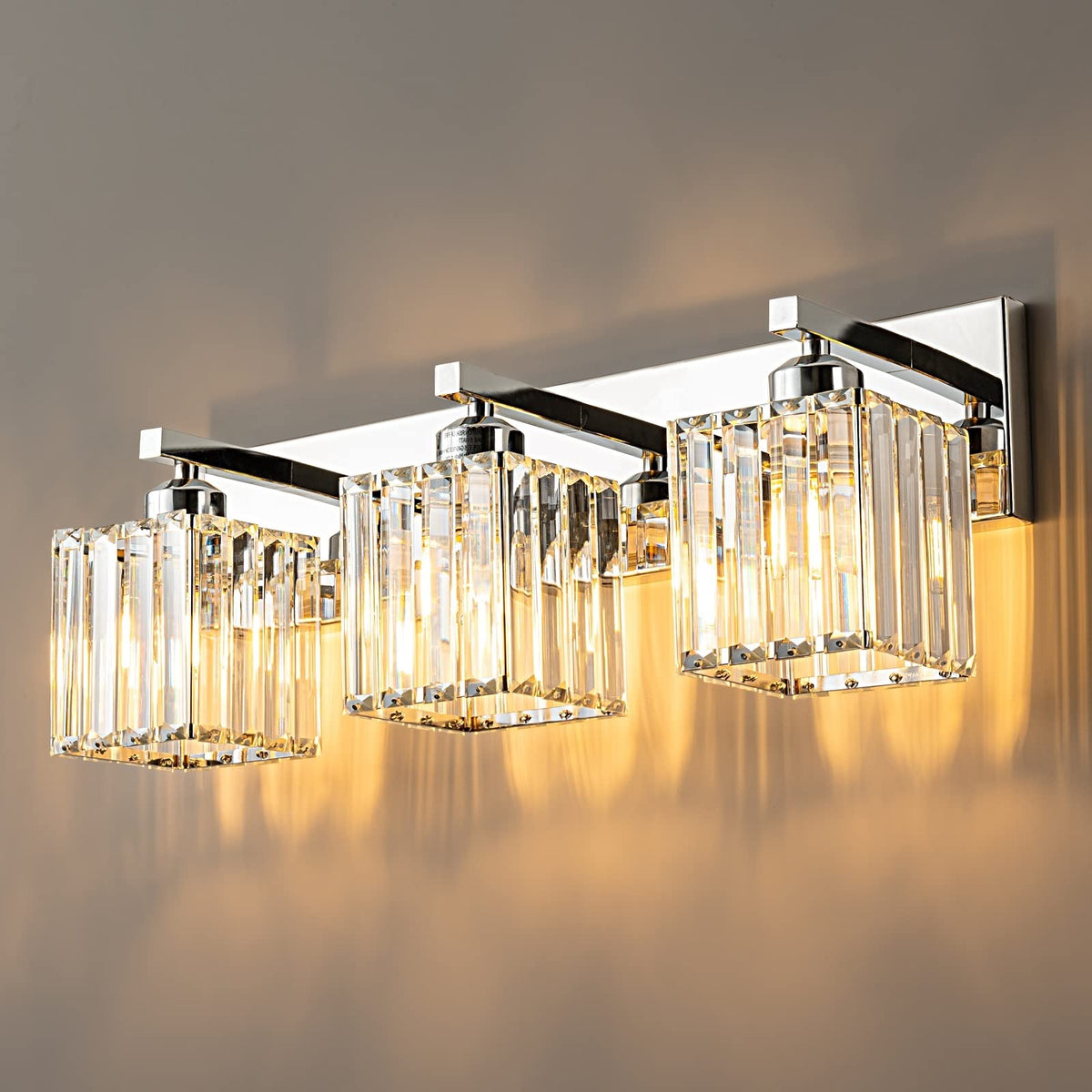 Modern Bathroom Vanity Light 3-Lights Modern Black Crystal Wall Light Bathroom Vanity Light Fixtures