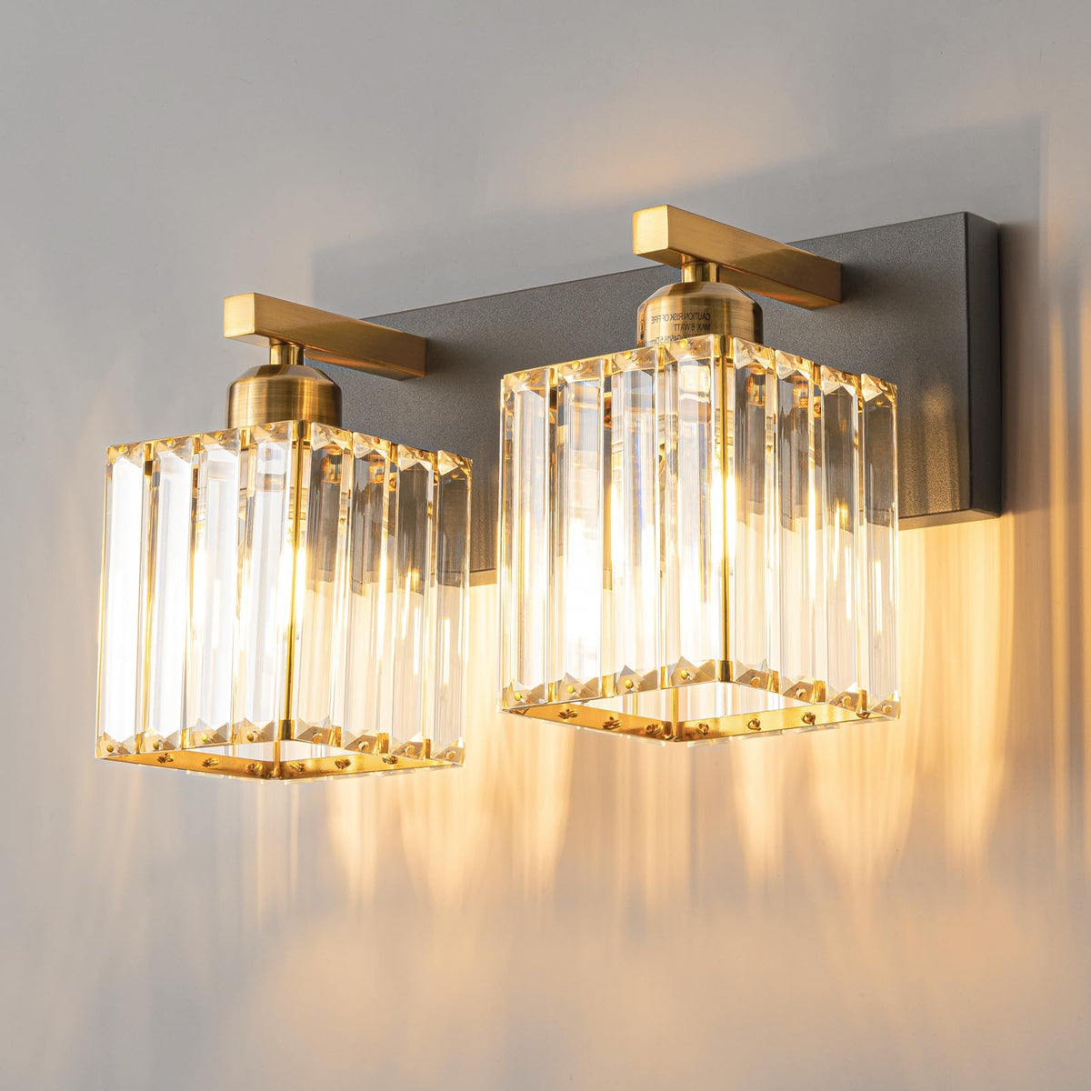 Modern Bathroom Vanity Light 3-Lights Modern Black Crystal Wall Light Bathroom Vanity Light Fixtures