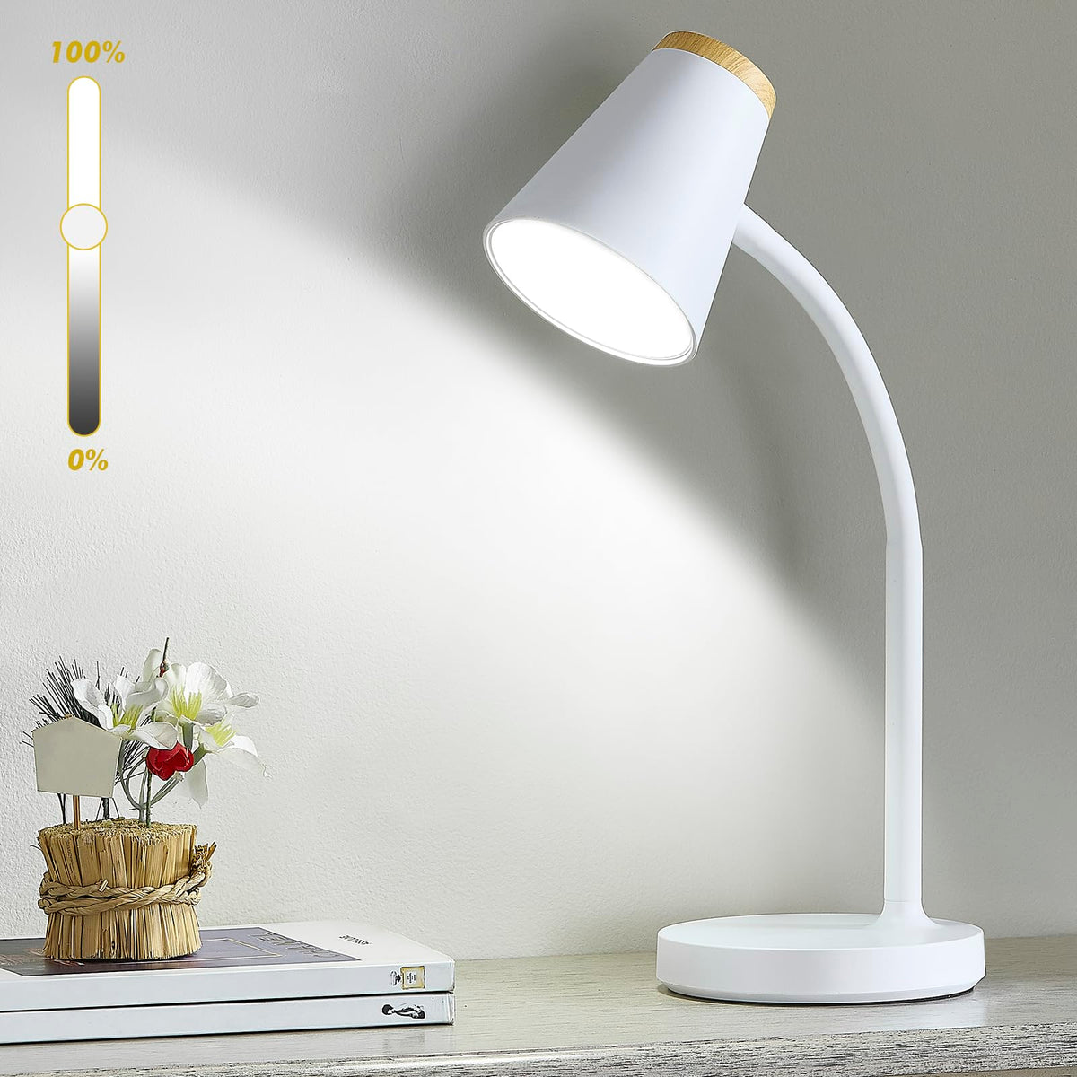 EJIAXIN Desk Lamps for Home Office - Small LED Desk Lamp Touch Dimmable Reading Light for College Dorm Room - Adjustable Flexible Gooseneck Table Lamp for Bedside Bedroom Nightstand Pink